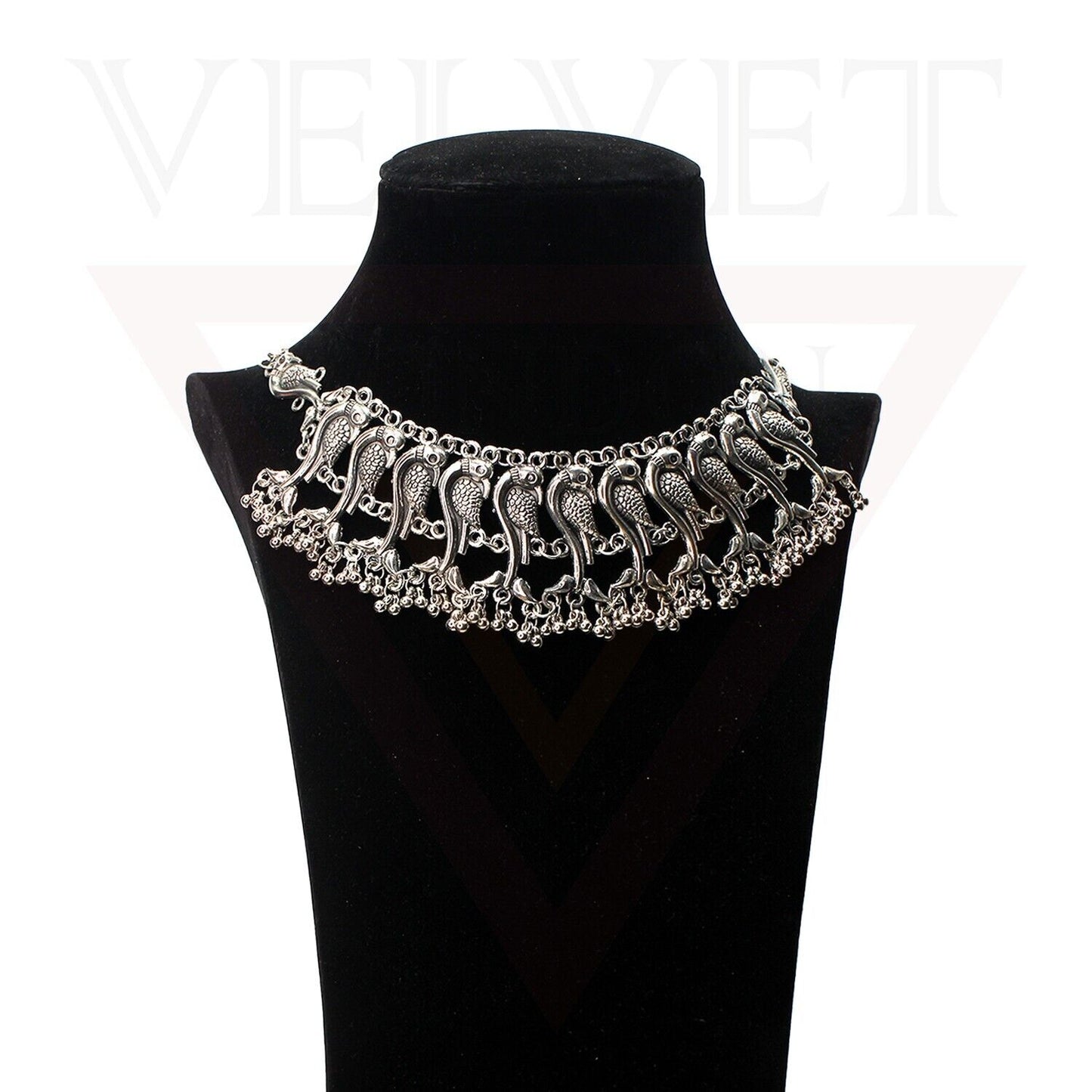 Necklace Earrings Antique German Silver Oxidized Traditional Boho Choker Ethnic