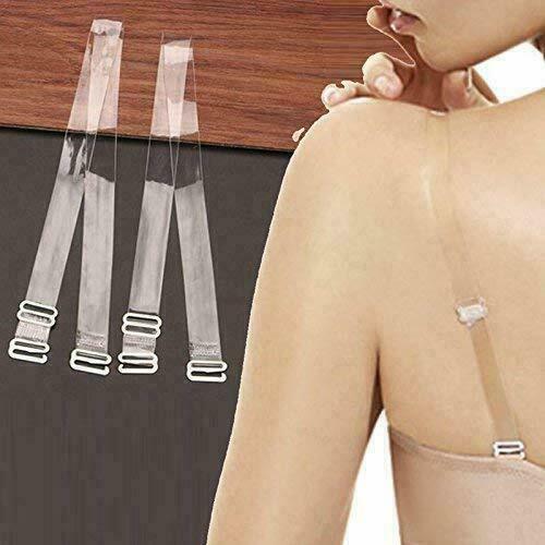 3 Pair Invisible Bra Straps Adjustable Shoulder Strap Transparent Clear For Bra