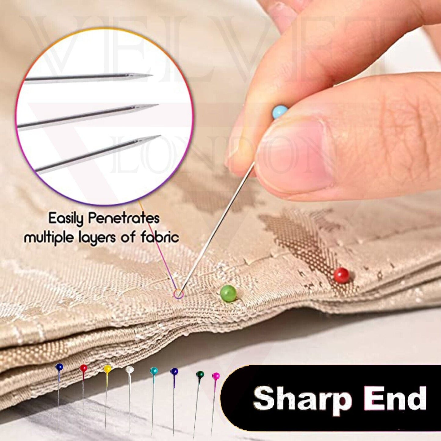 40x Pearl Hijab Pins Fine Glass Head Tailors Pins Quilting Sewing Craft Assorted