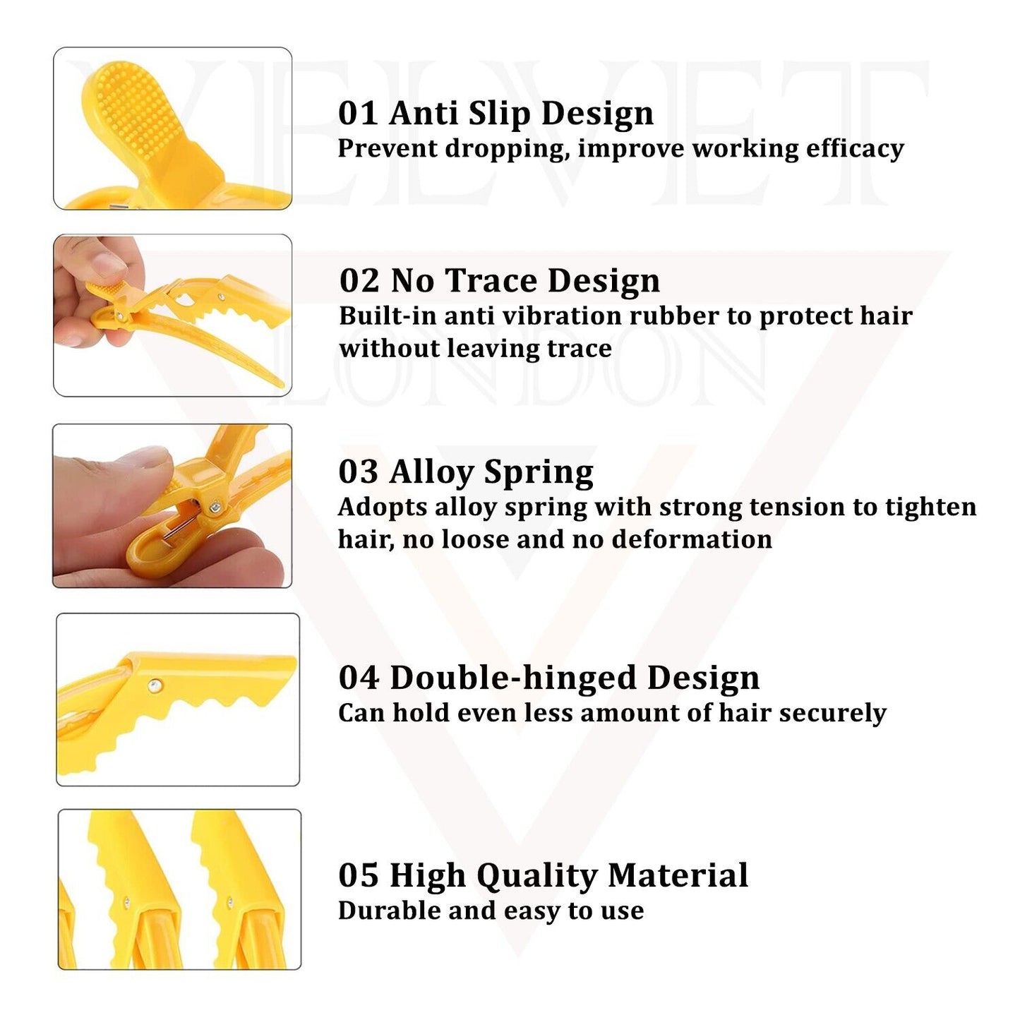 6x Crocodile Hair Clips Hair Clamp Salon Sectioning Clips Yellow Professional