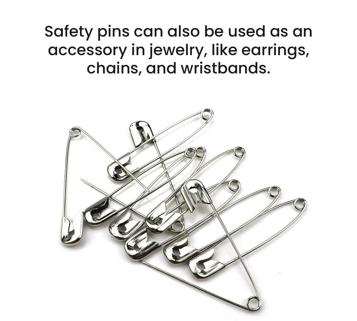 50Pcs Safety Pins Silver Needles Sewing Craft Nickel Metal Plated Safety Pins