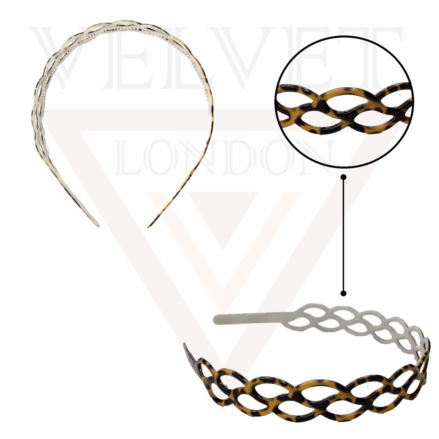 3x Headbands Infinity Shape Hair Bands Tiger Print Skinny Teeth Combs Hair Hoop