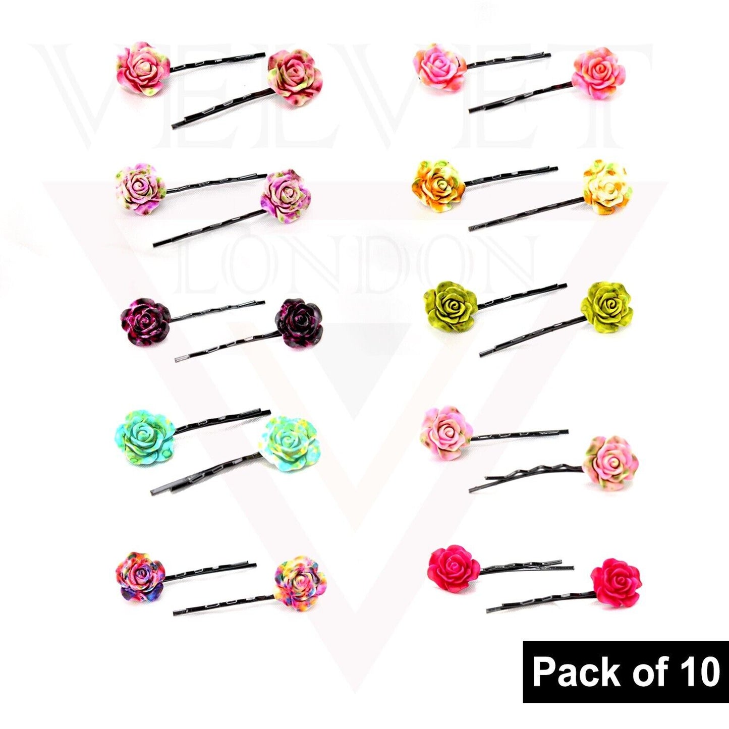 20x Hair Pin Colorful Rose Flower Bobby Pins Hair Clips Metal Grips Slide Pin UK