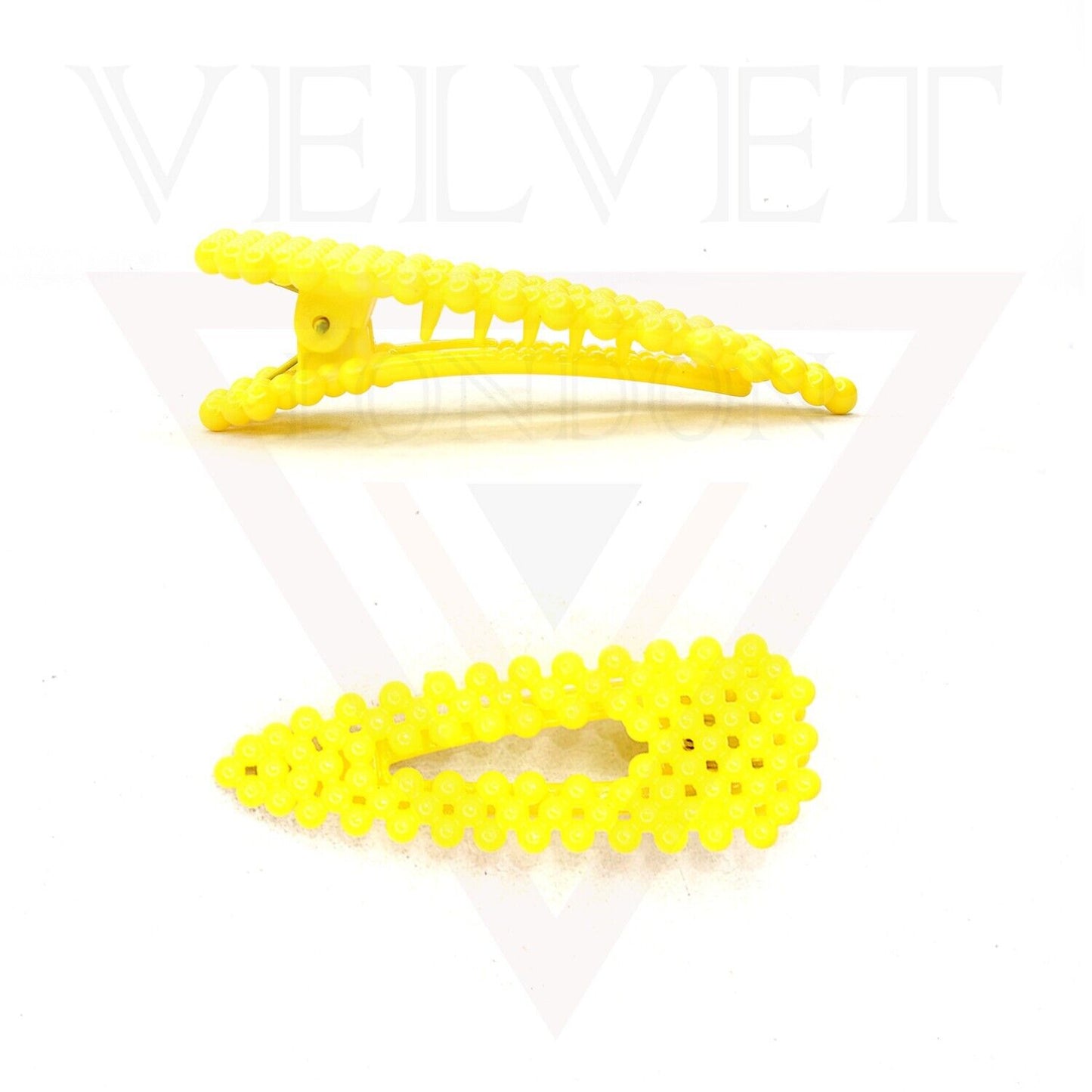 2Pcs Hair Clip Pins Triangle & Rectangle Plastic Yellow Hair Barrettes Hairpins