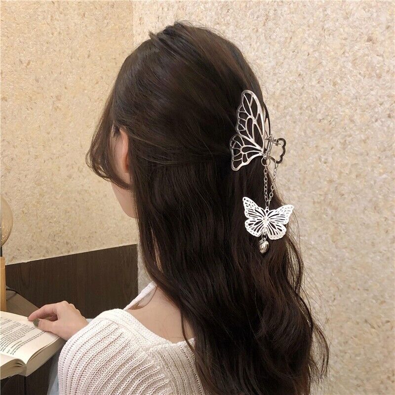 Dangle Heart Hair Claw Clips Butterfly Metal Jaw Clips Non-Slip Hair Accessories