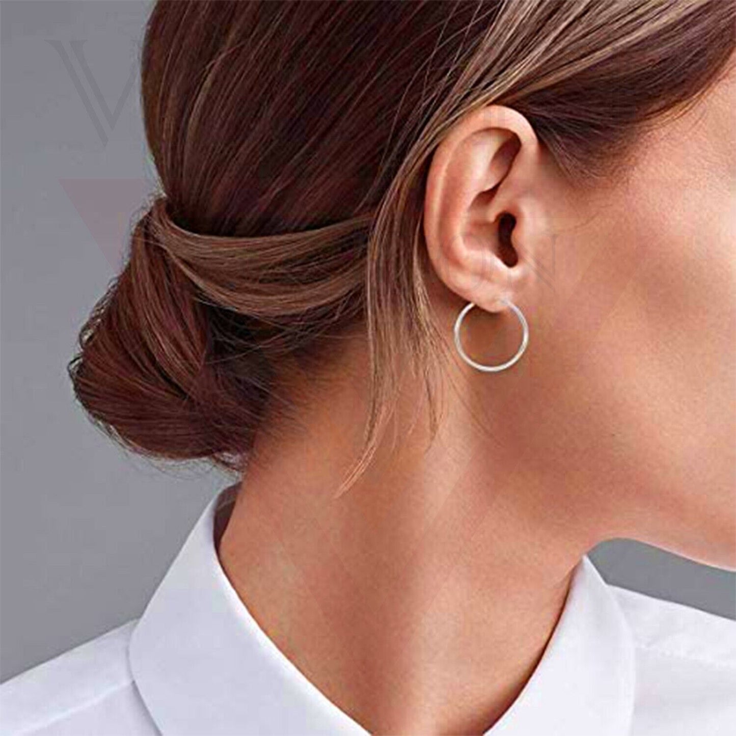 12 Pairs Hoop Earring Round Silver Metal Ear Rings Sets Earrings For Women Girl