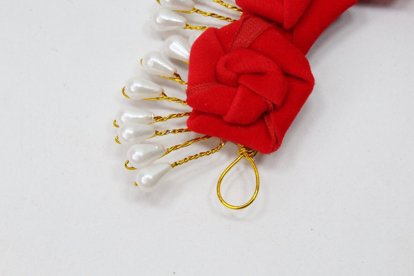 Rose Flower Brooch Hair Bun Gajra Juda Bridal Pearl Bun Wrap Wedding Headdress