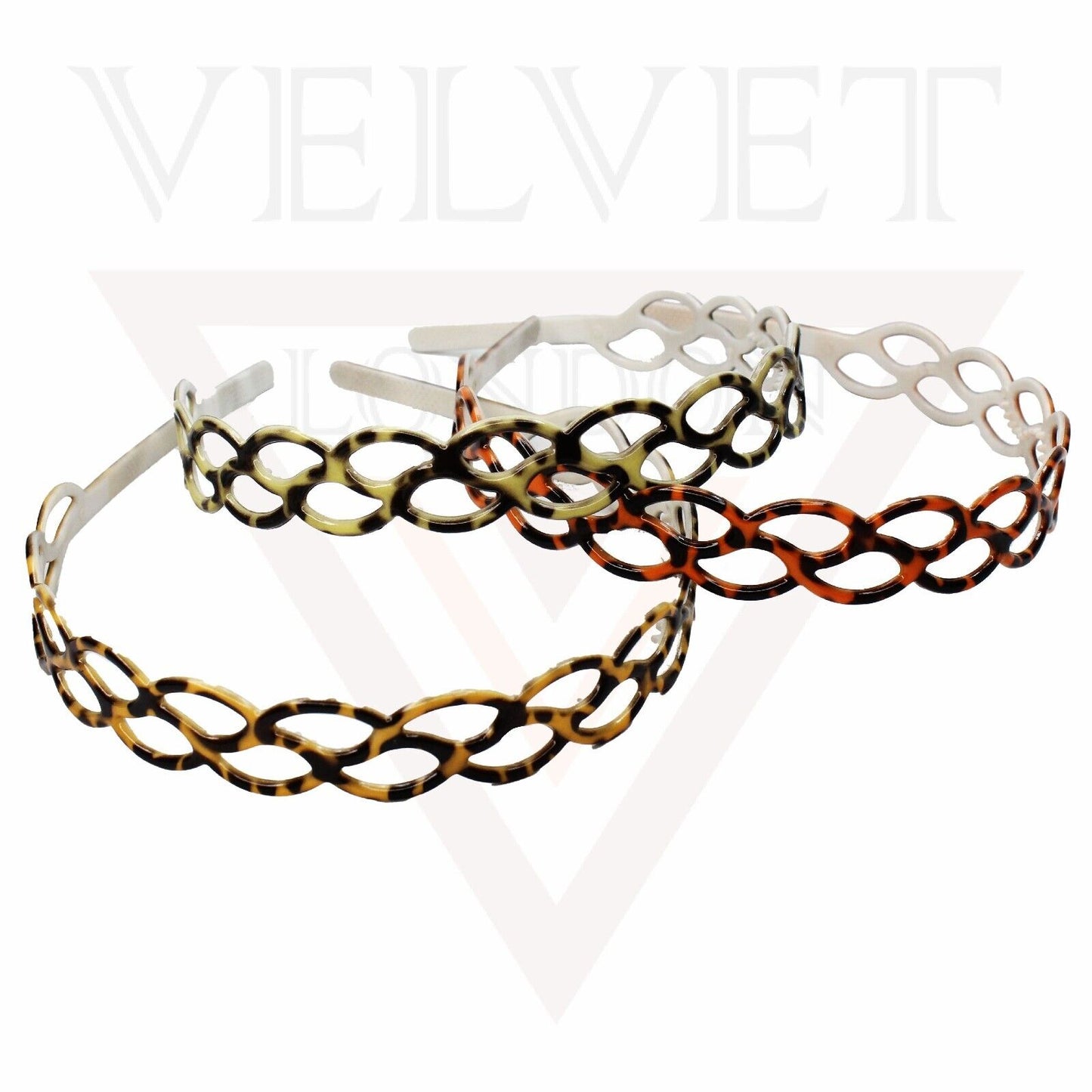3x Headbands Infinity Shape Hair Bands Tiger Print Skinny Teeth Combs Hair Hoop