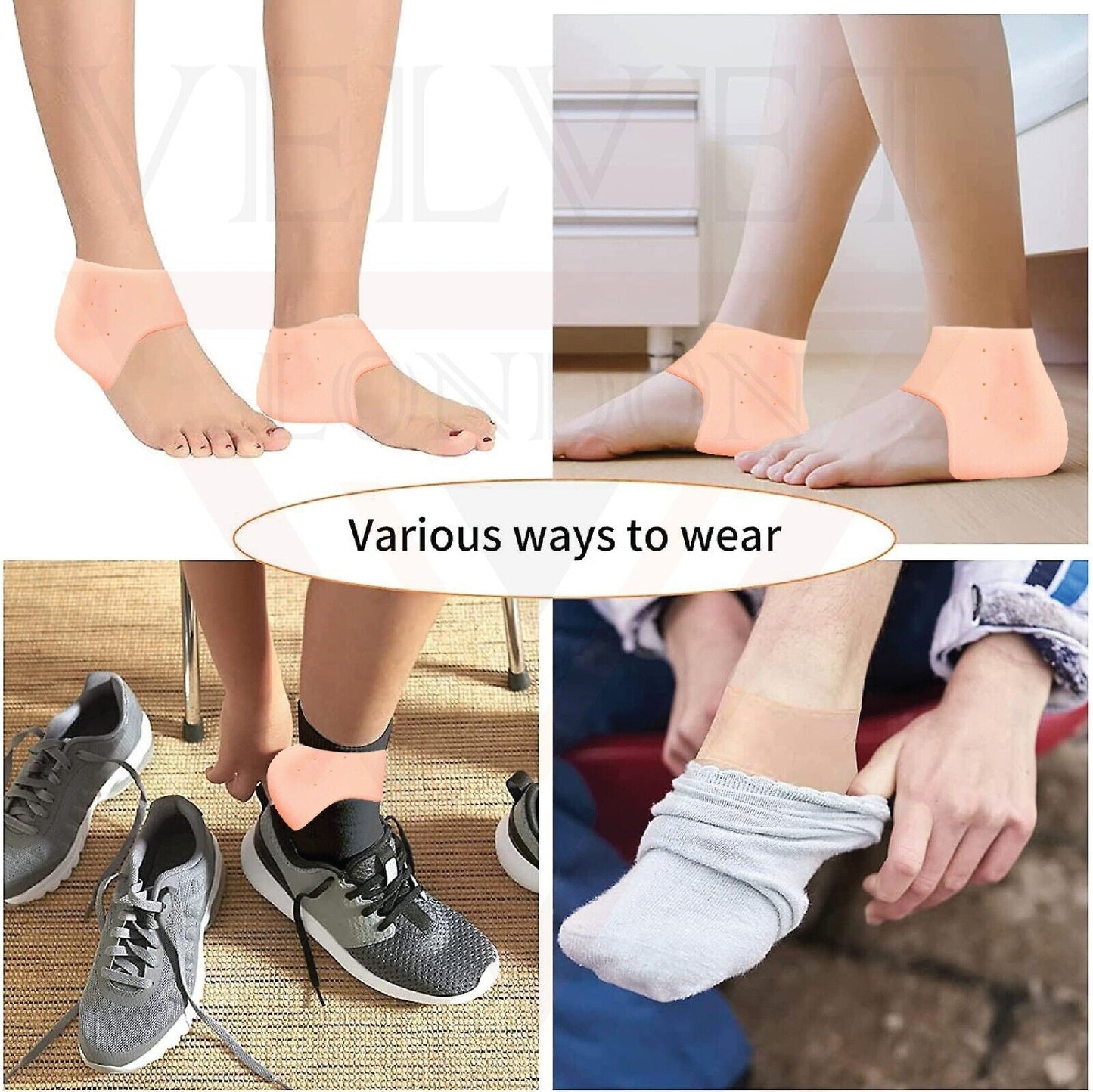 3x Silicone Gel Heel Foot Skin Care Protector Cushion Inserts Pad Heel Pain