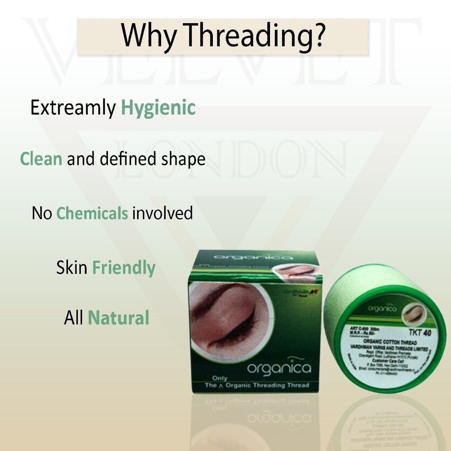 1x Organica Eyebrow Cotton Thread Threading Antiseptic Facial Hair Removal Salon