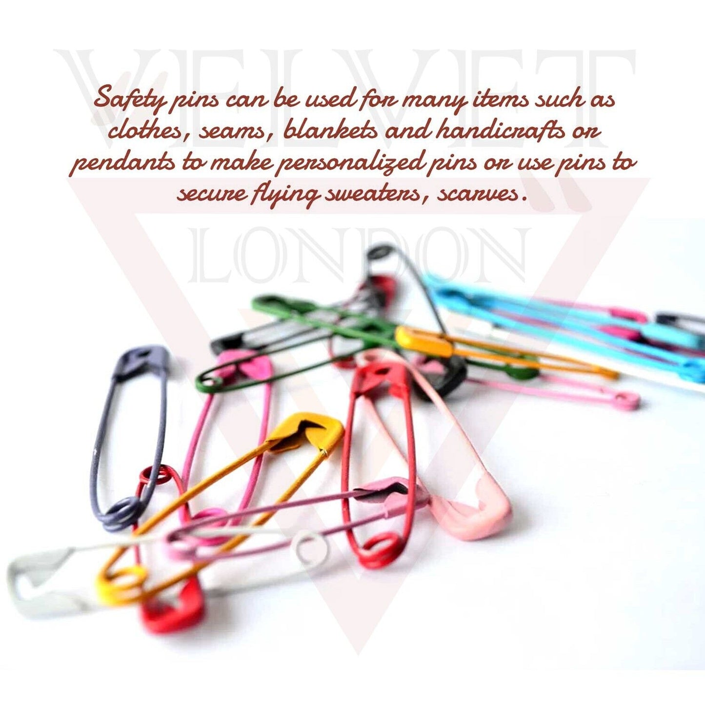 50Pcs Multi-Color Safety Pins for Clothe Craft Sewing Nickel Metal Plated 4.5 Cm