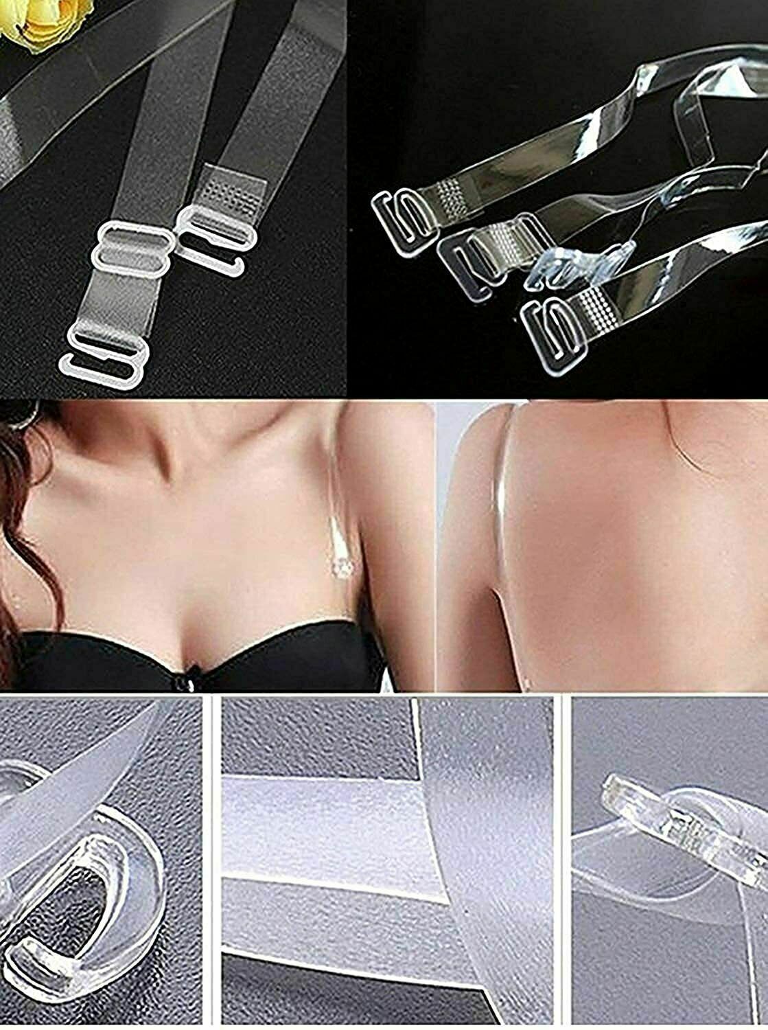 3 Pair Invisible Bra Straps Adjustable Shoulder Strap Transparent Clear For Bra