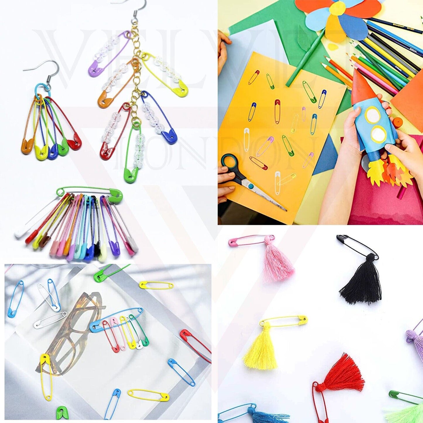 50x Assorted Multicolour Safety Pins Craft Sewing Nickel Metal Plated Safety Pin