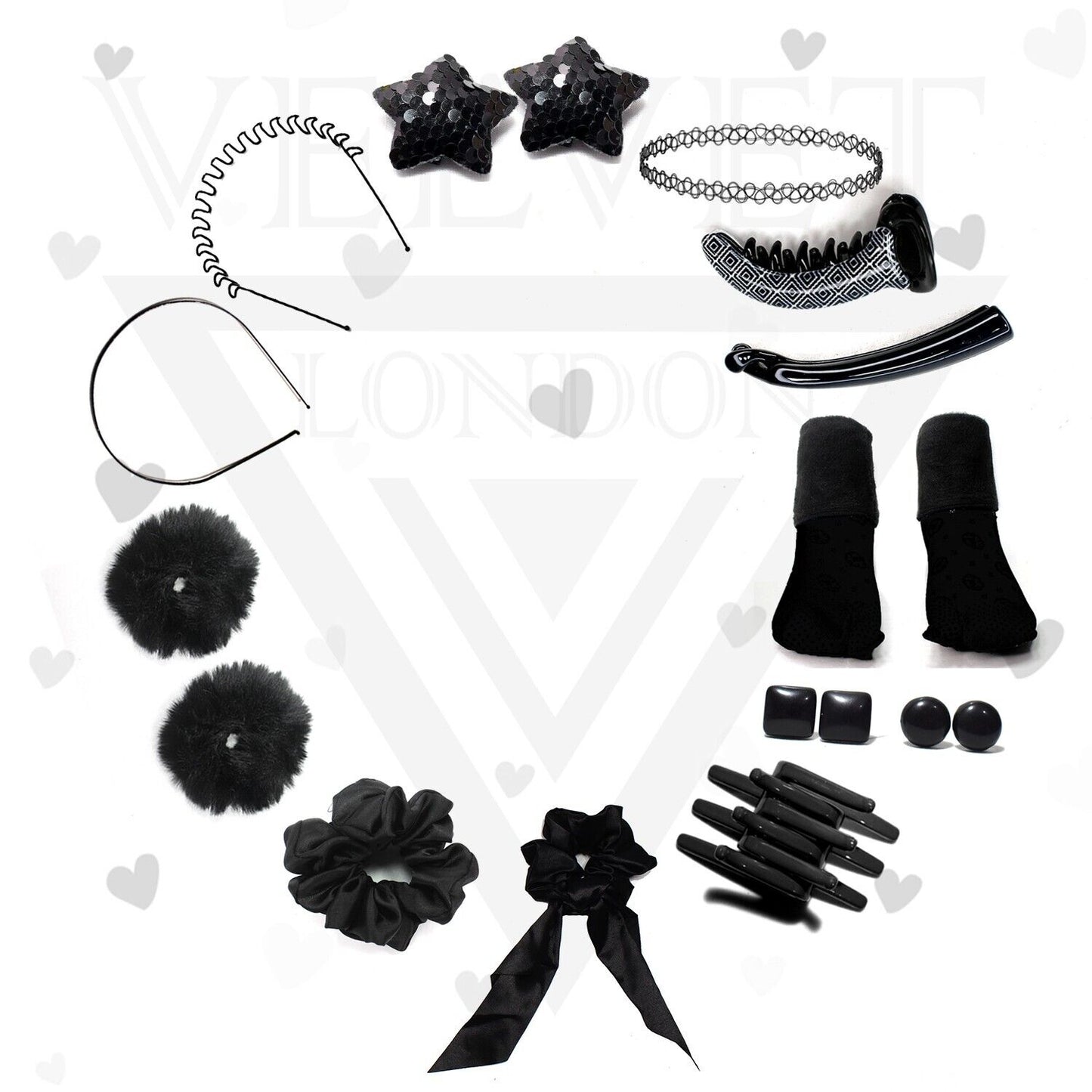 Headbands Earrings Sock Clips Valentine's Day Gift Girls Black Hair Accessories
