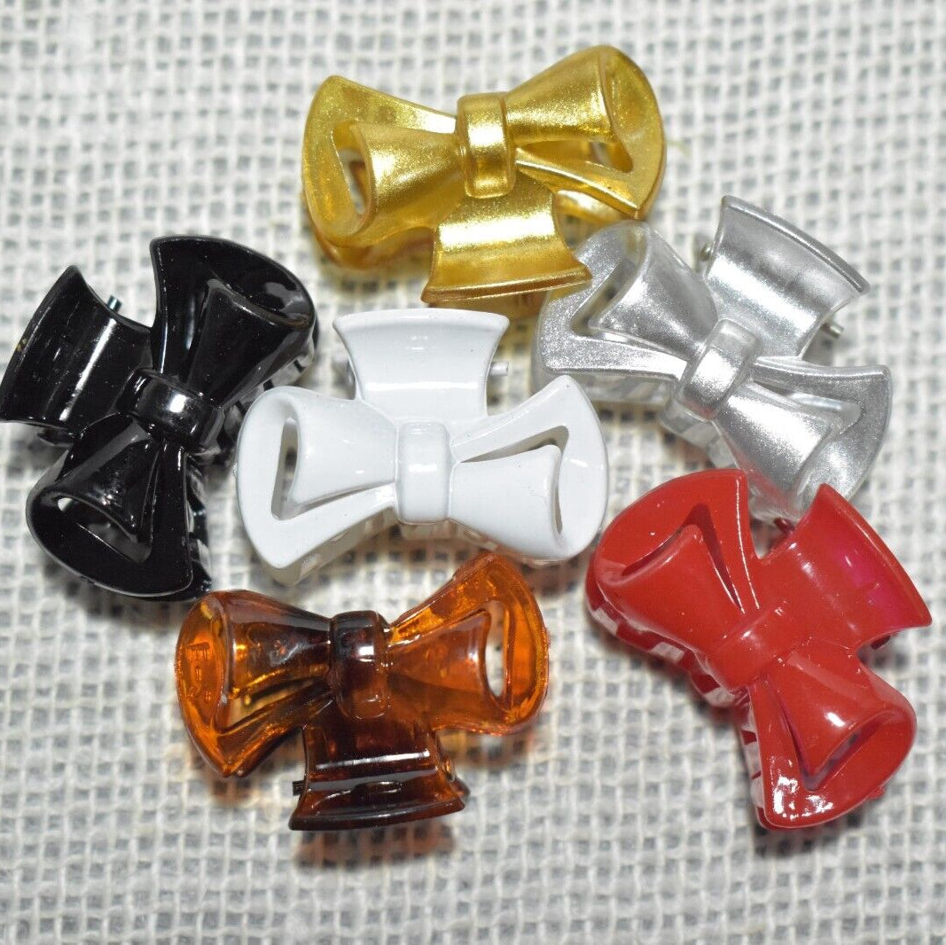 6x Mini Hair Claw Barrettes Headwear Butterfly Bow Clutches Tiny Hair Clips Crab