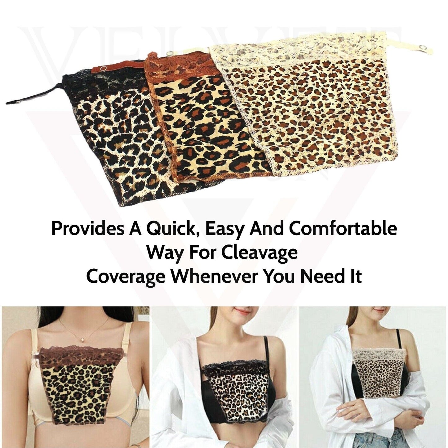 Lady Lace Clip-on Mock Camisole Bra Insert Modesty Panel Cleavage Cover Up