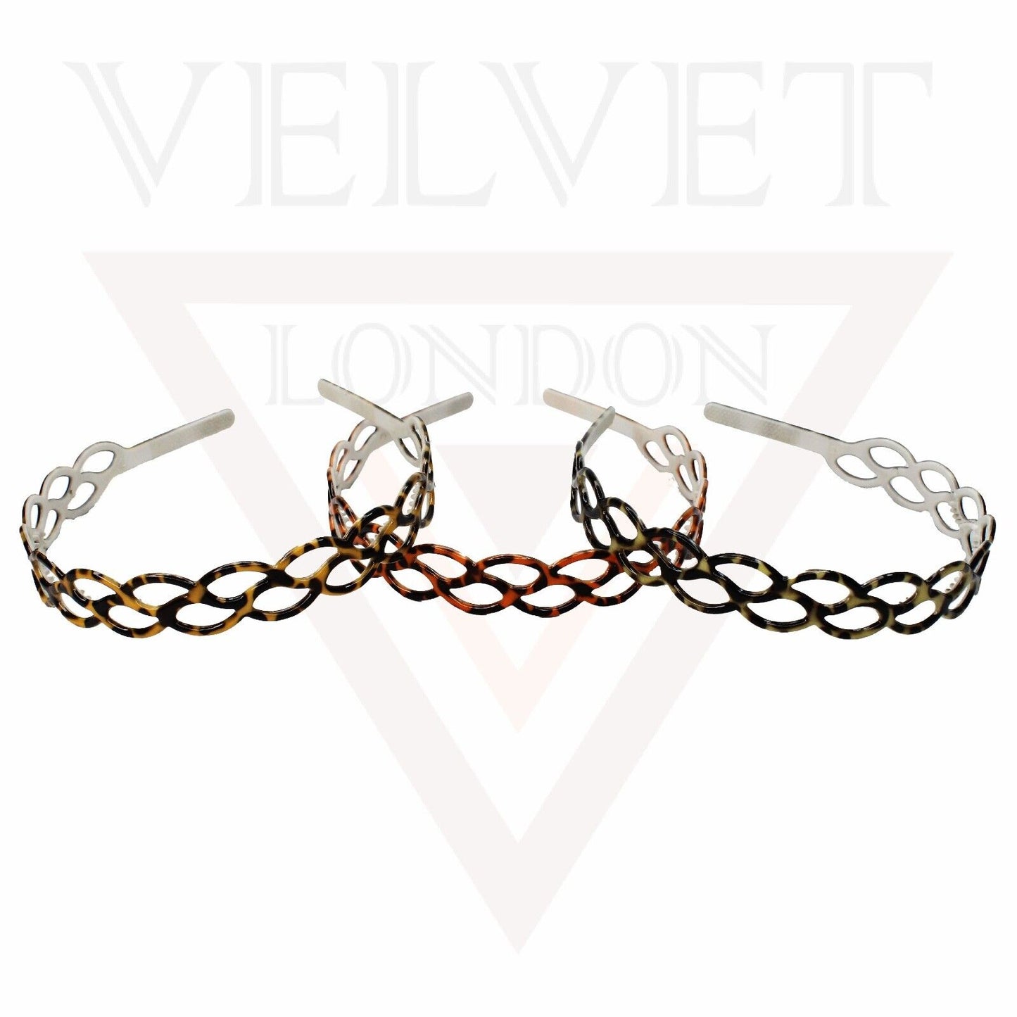 3x Headbands Infinity Shape Hair Bands Tiger Print Skinny Teeth Combs Hair Hoop