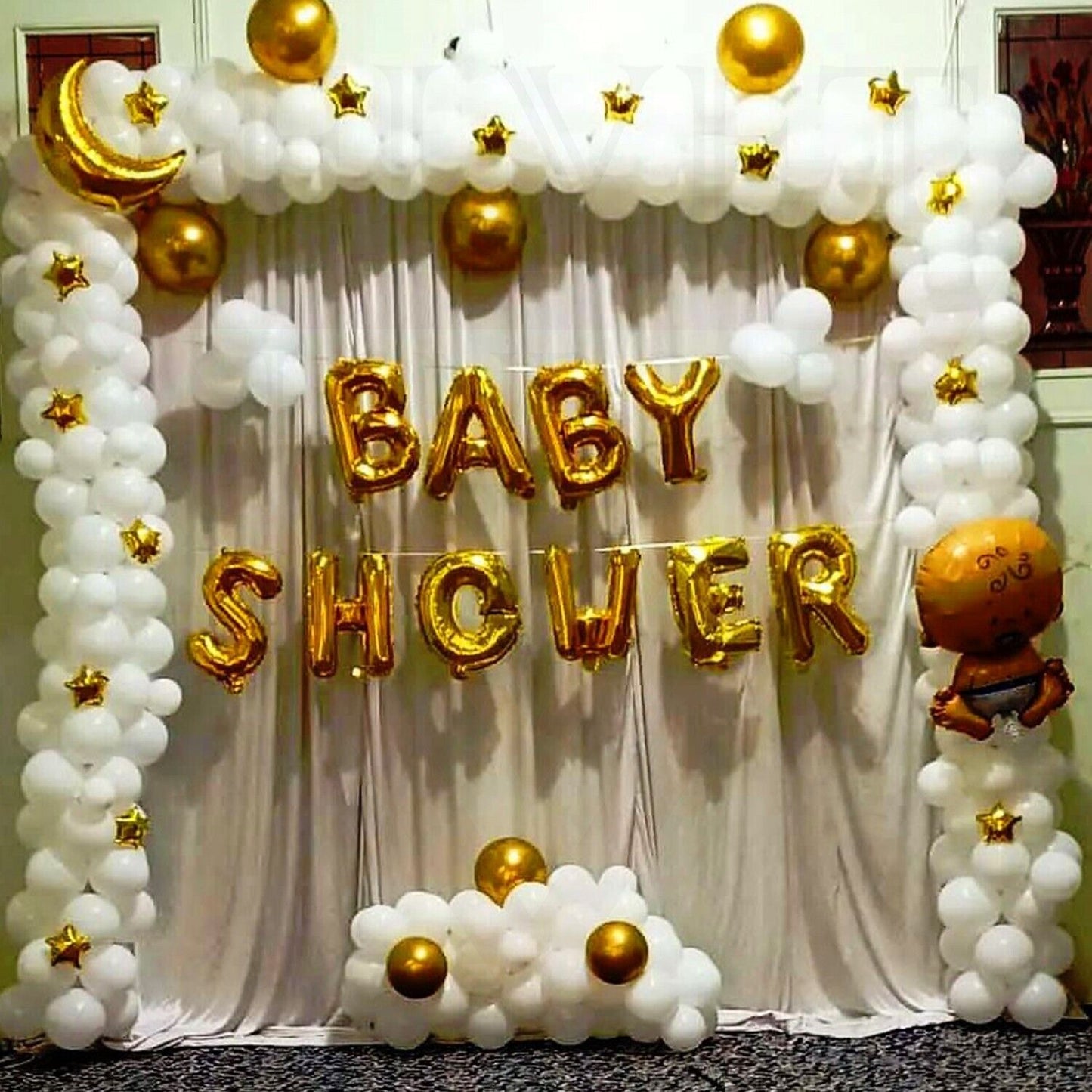 Gold Baby Shower Balloons Banner Baby Shower Baby Girl Foil Balloons Decorations