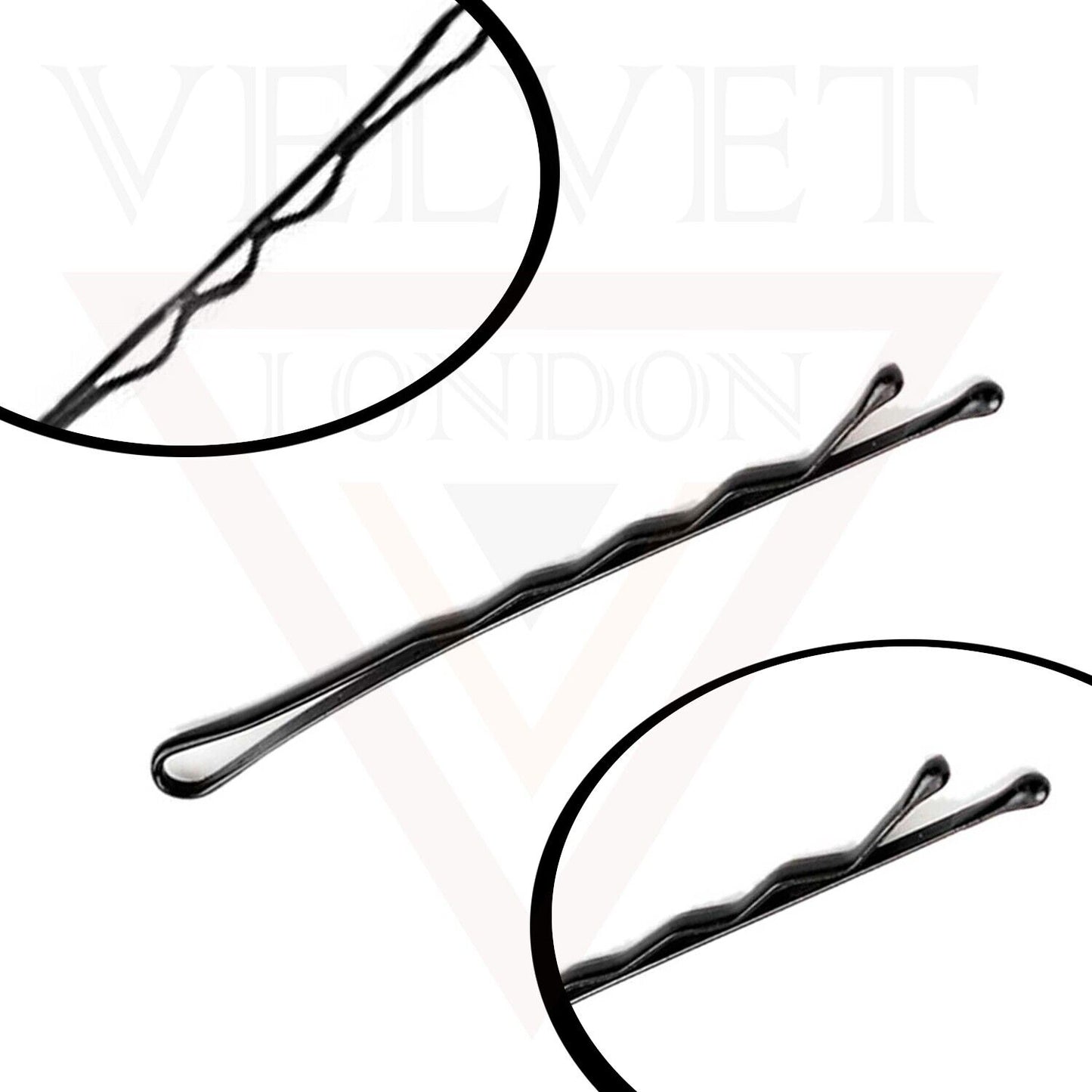 50pcs Wavy Bobby Pins Black Metal Hair Grips Pins Hair Styling Accessories