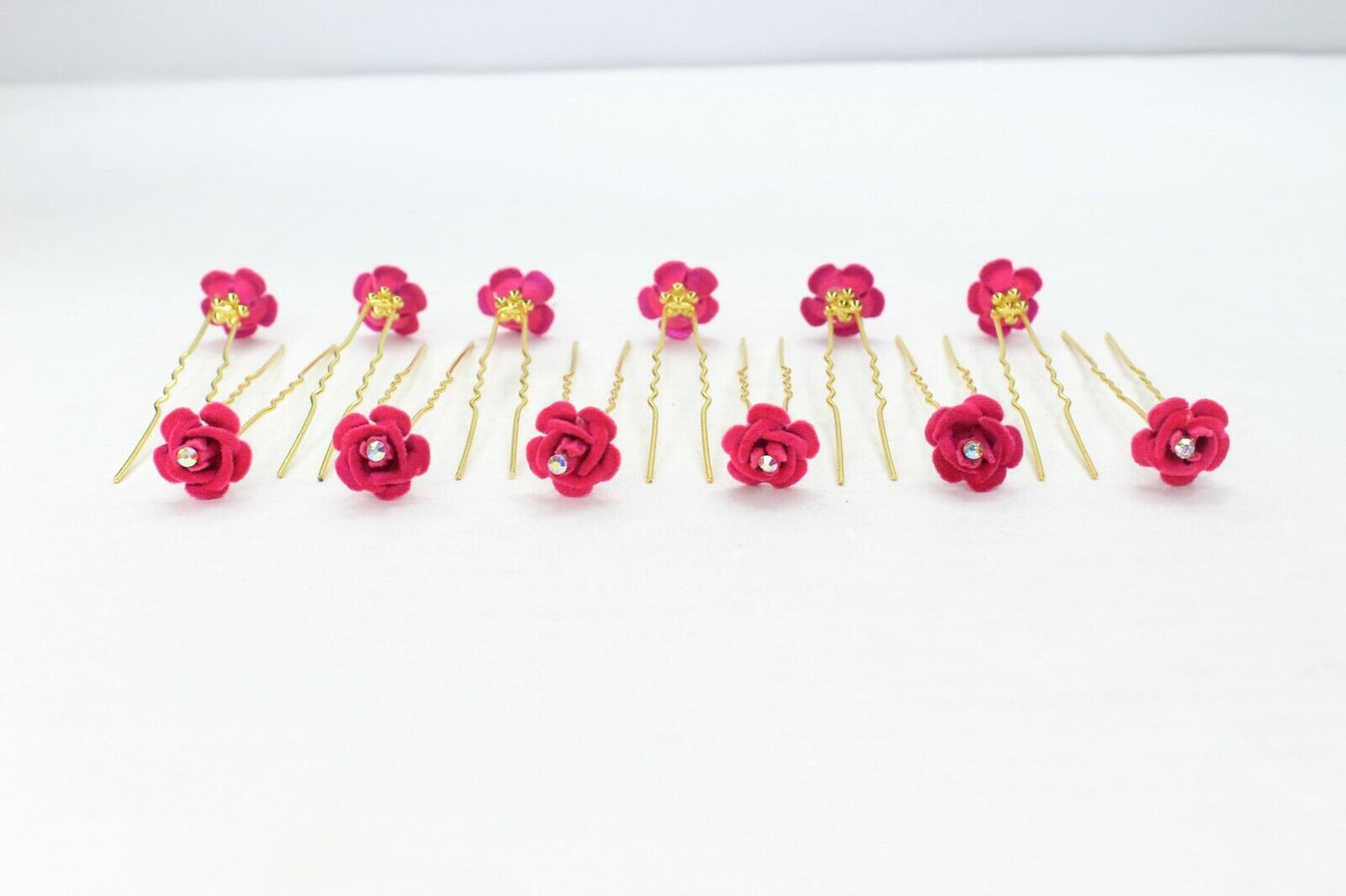 Pink Bridal Hair Pins Rose U Pins Flower Hair Clips Brooch Wedding Bridesmaid