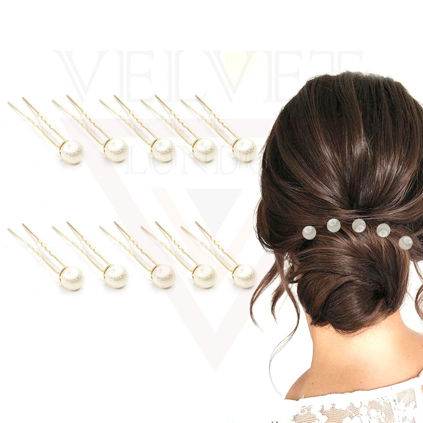 10pcs White Pearl U Pins Hair Styling Brooch Bridesmaid Wedding Bun Decoration