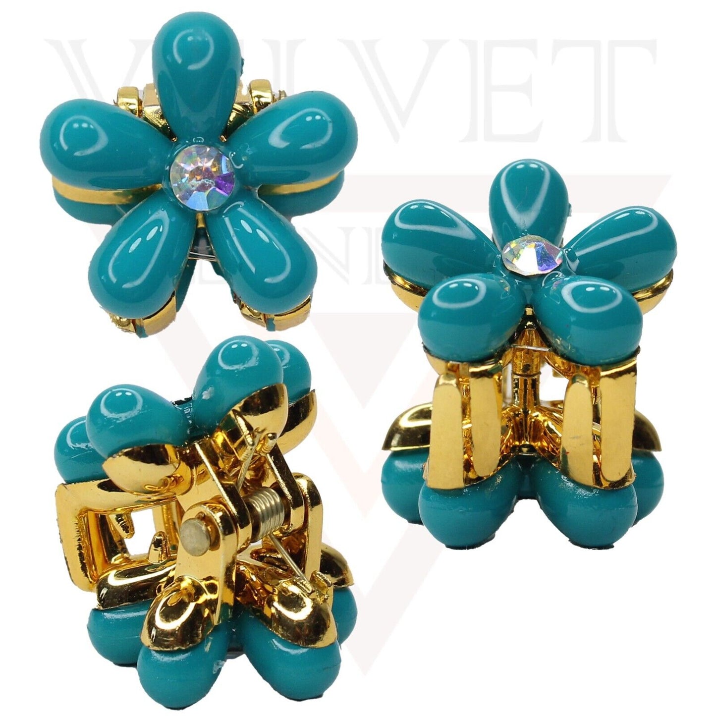 3x Flower Hair Claw Drop Pearl Mini Diamond Tiny Hair Clips Pins Grips Butterfly