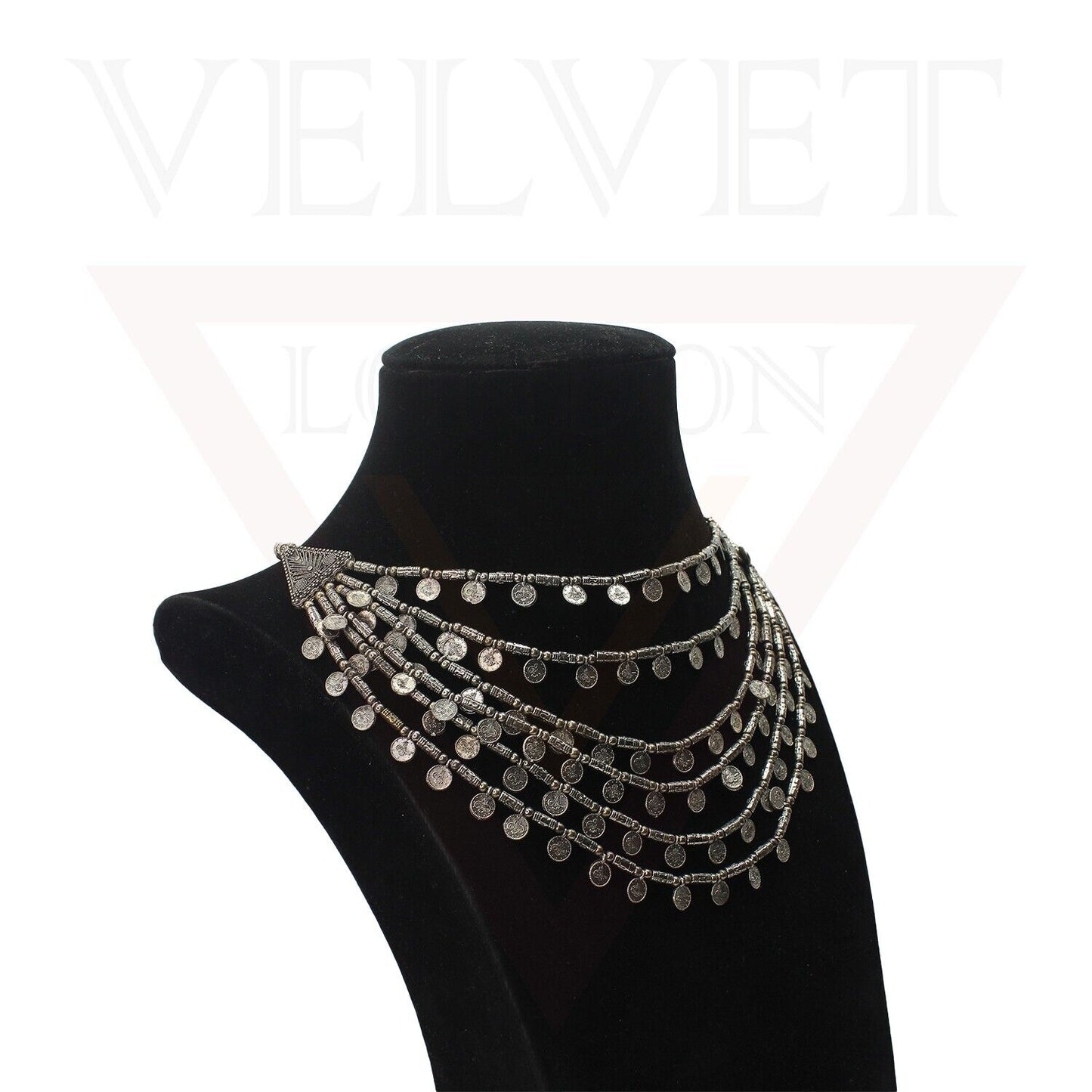 6 Layer Necklace Antique German Oxidized Traditional Boho Choker Jewellery