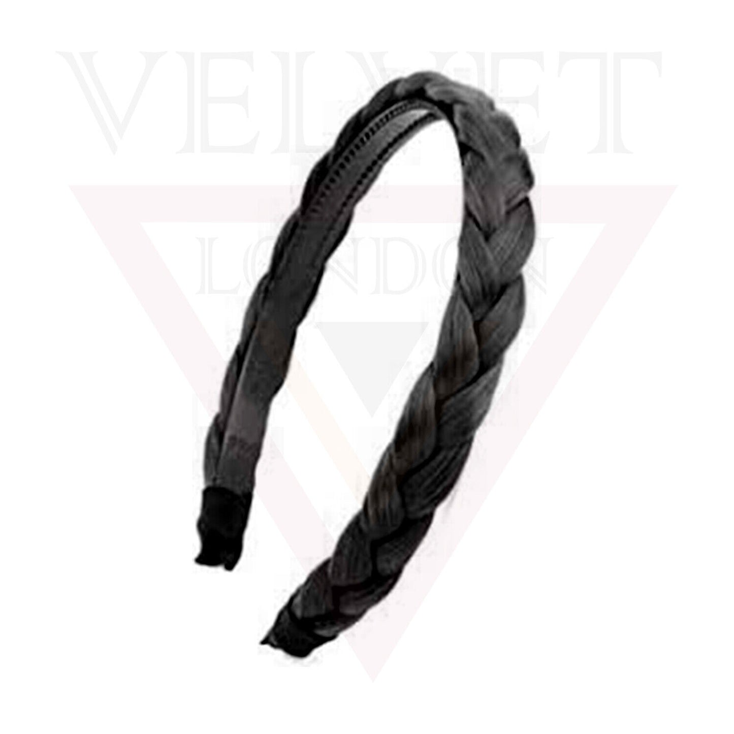 2x Brown Black Synthetic Hair Plaited Hair Band Women Braided Headband Hair Hoop