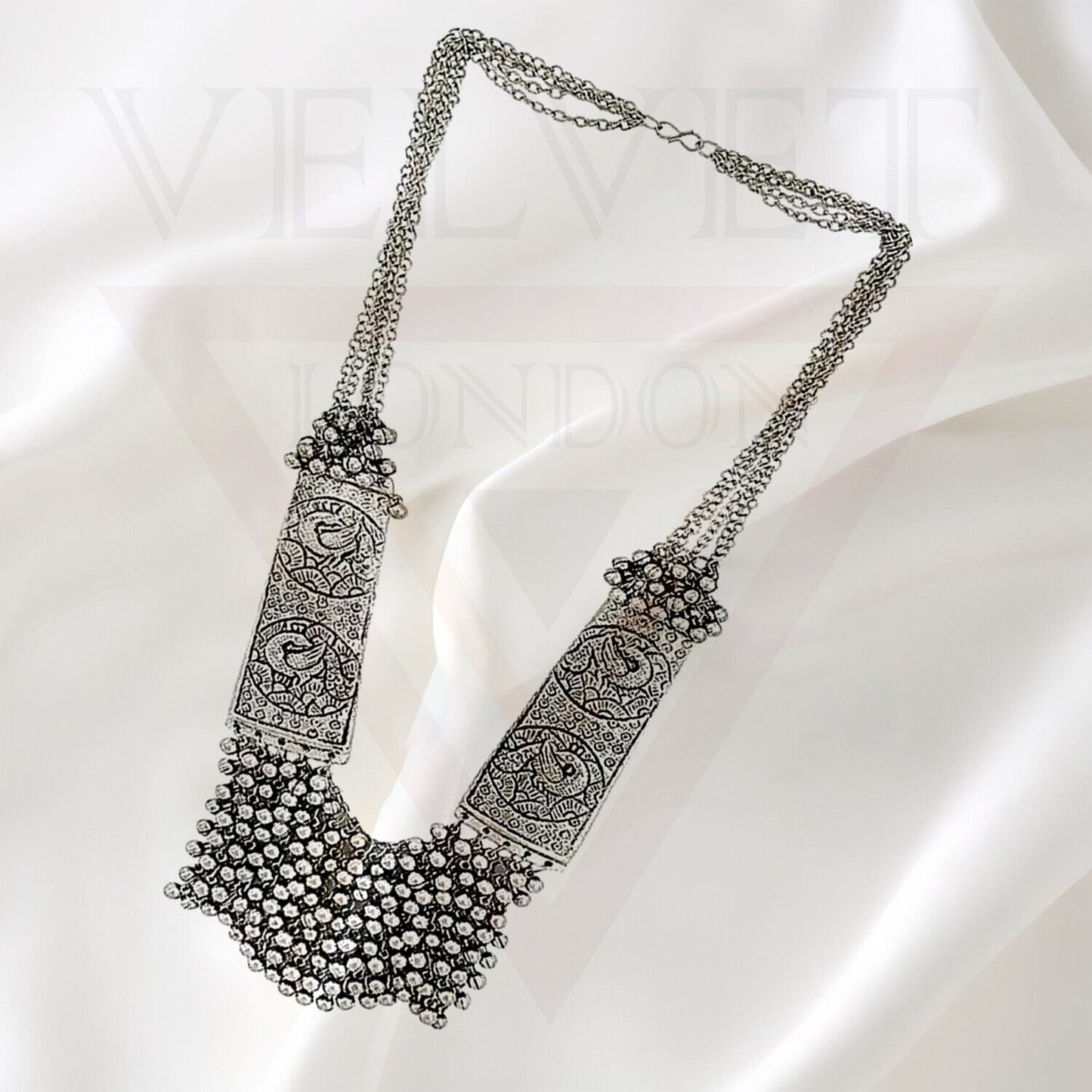 Oxidized Necklace Peacock Antique Traditional Long Necklace Women Girl Jewellery