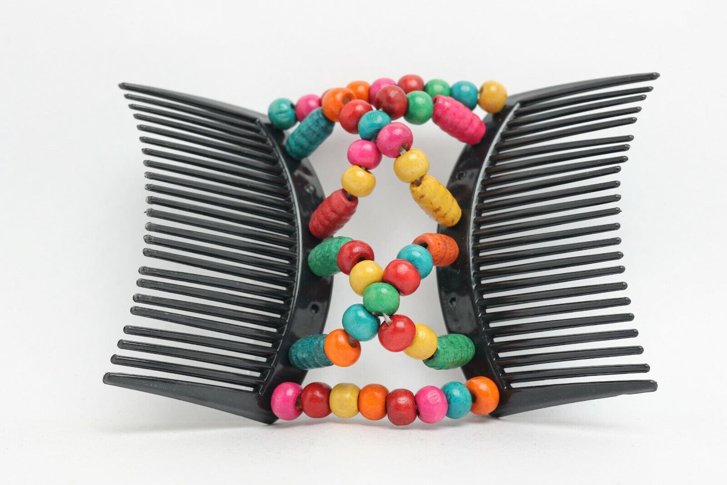 Wooden Beads Magic Hair Combs Stretchy Double Hair Elastic Clips Styling Tool UK