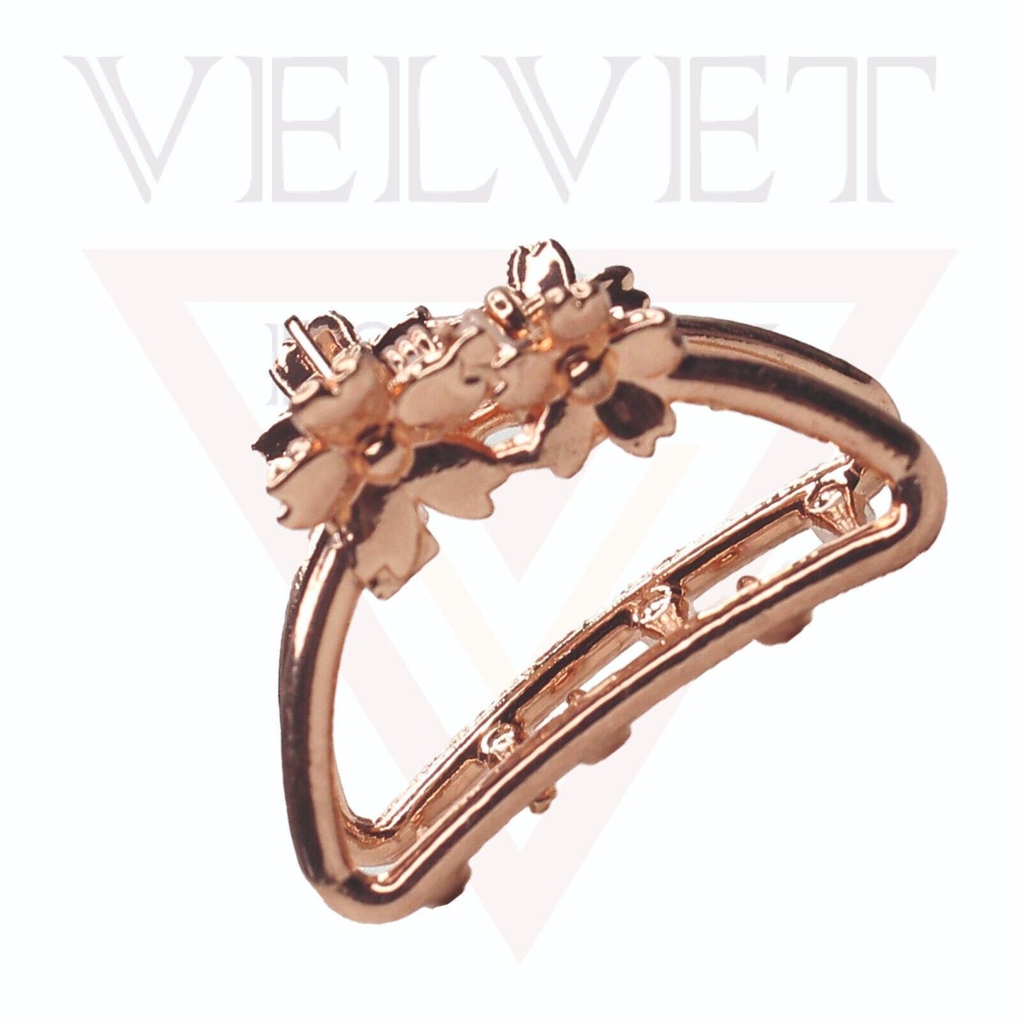 2x Metal Hair Claw Clips Hair Clamp D-Shape Rose Gold Flower Hair Accessories