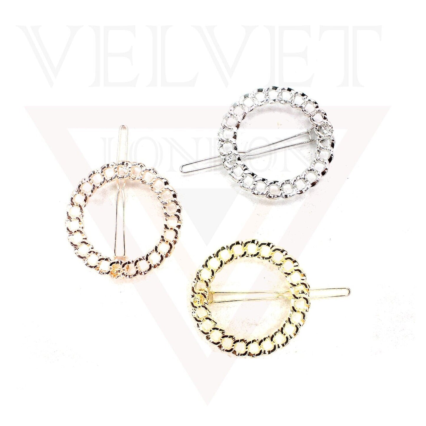 3x Hair Clips Round Sliders Korean Clips Grip Barrettes Hair Styling Accessories