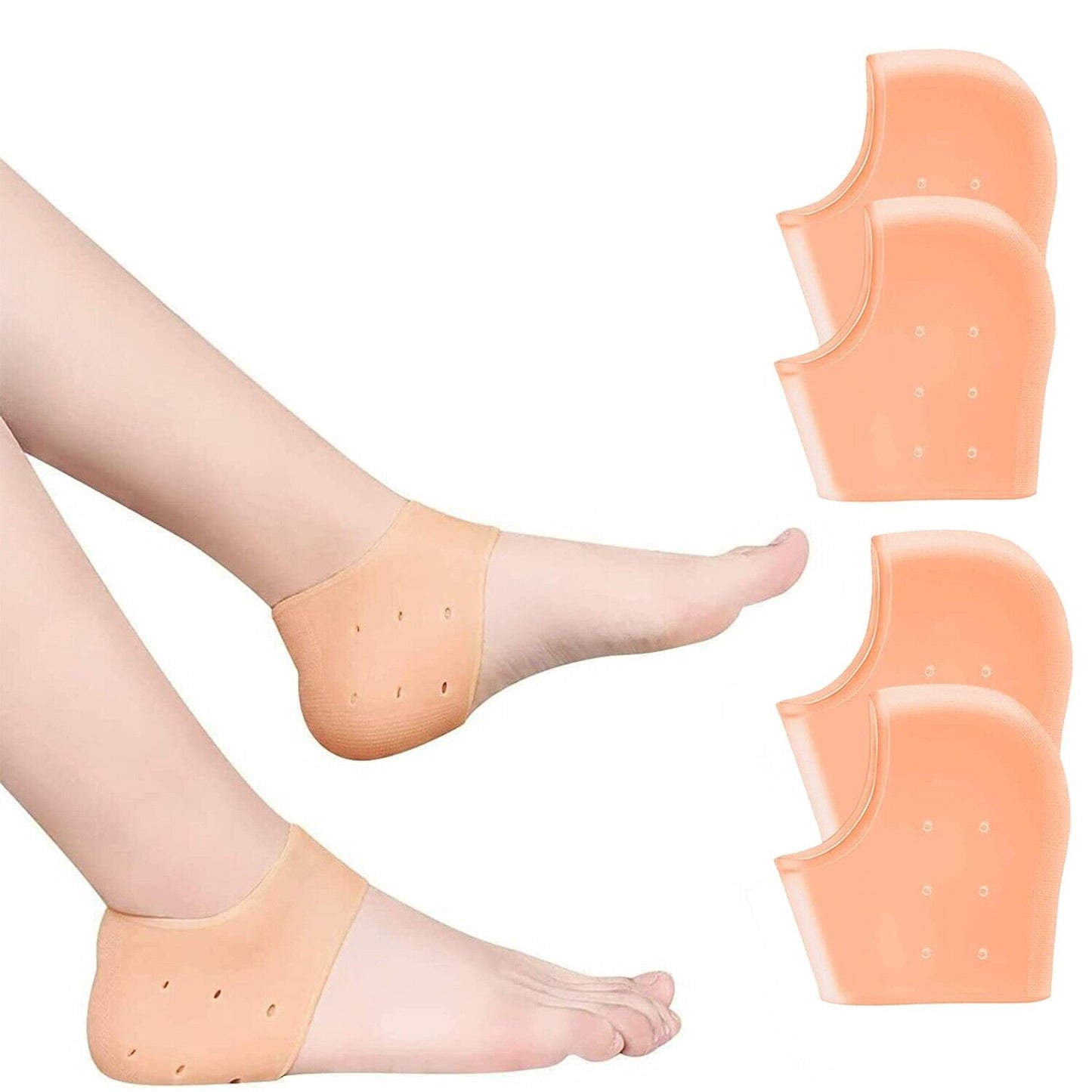 2x Gel Heel Protectors Silicone Heel Sleeves Ankle Protectors Cracked Foot Skin