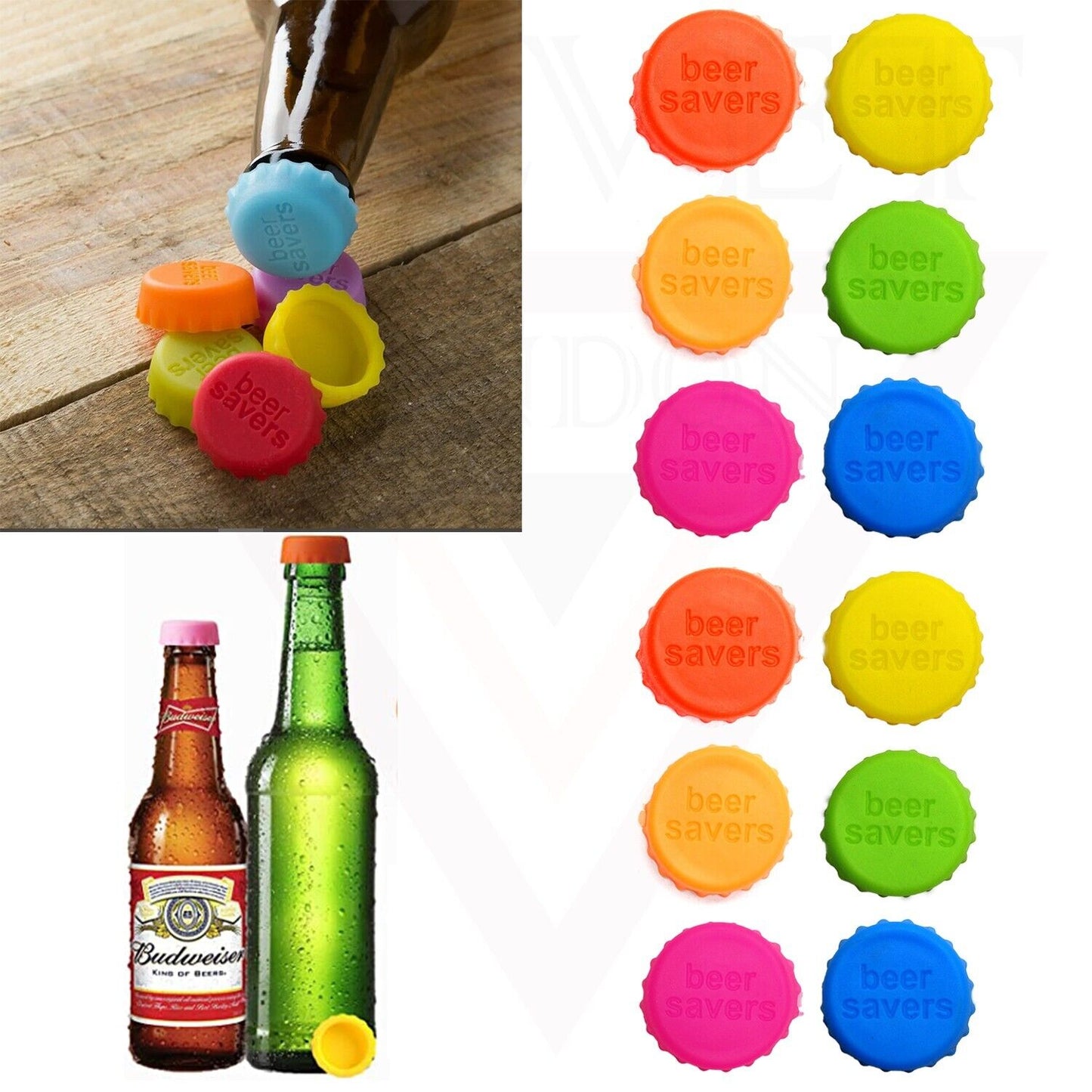 12 Pcs Beer Savers Caps Bottle Cap Silicone Beer Reusable Bottle Stoppers Wine