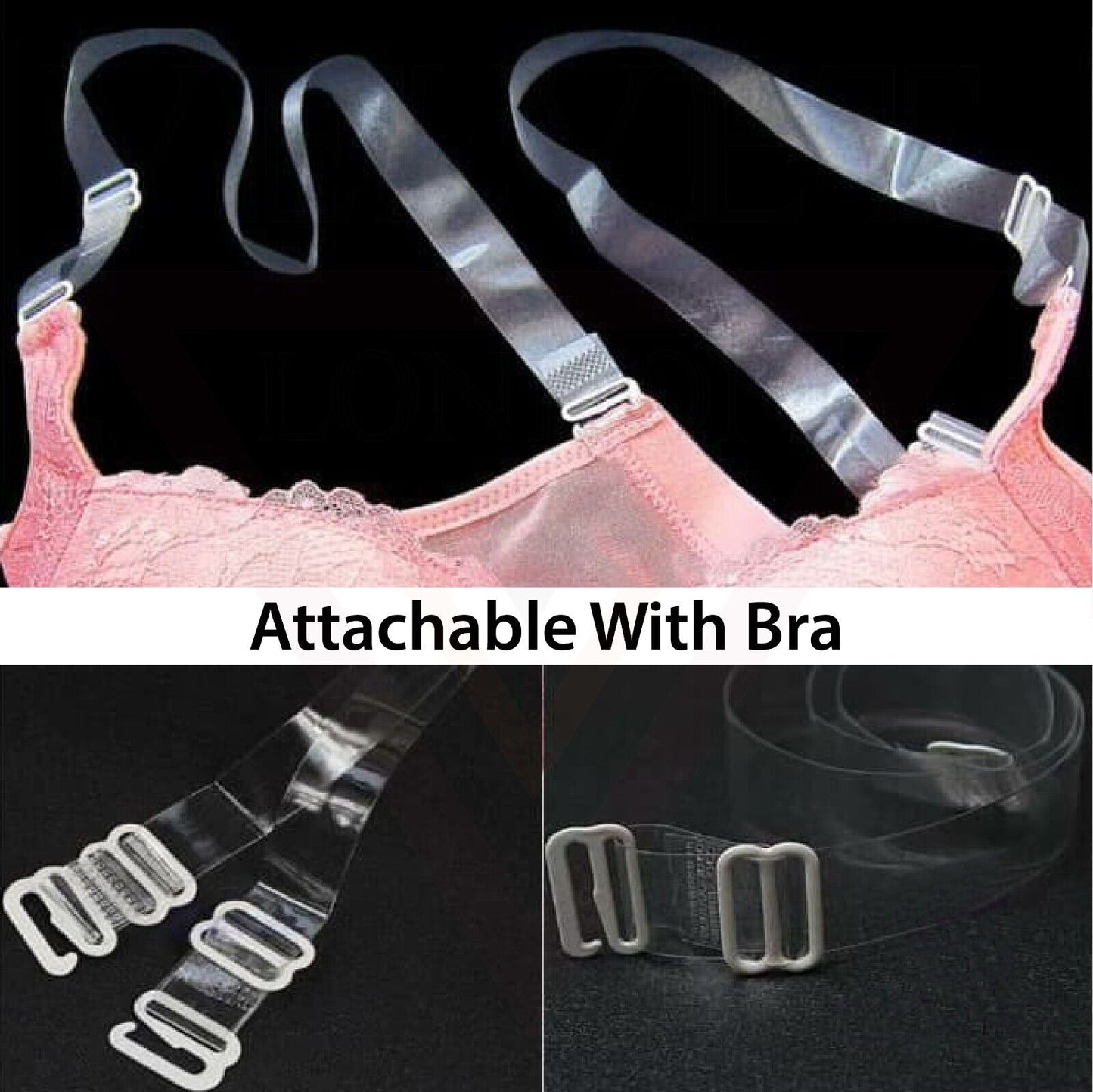 Non-Slip Invisible Clear Bra Straps ransparent Replacement Bra Shoulder Straps