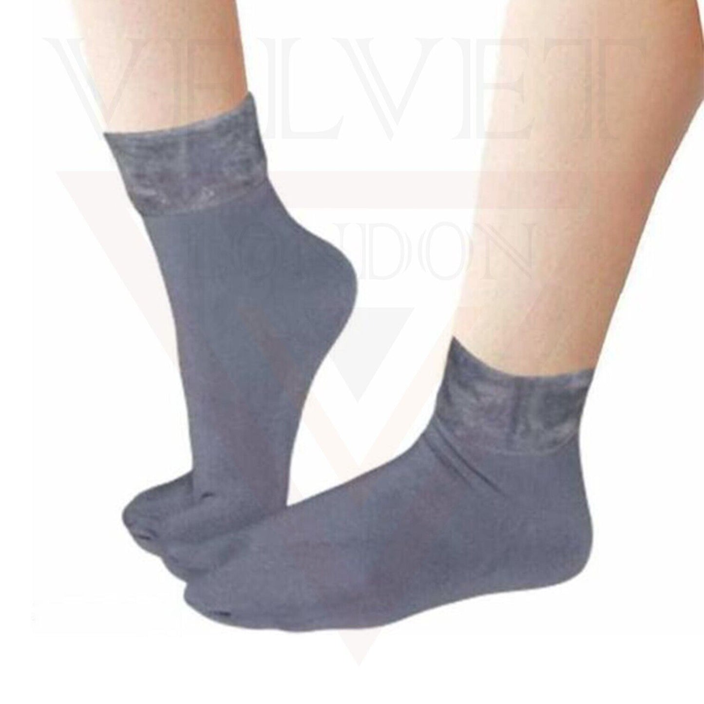Grey Velvet Nylon Soft Socks Warm Cosy Winter Thick Thermal Socks Bed Socks