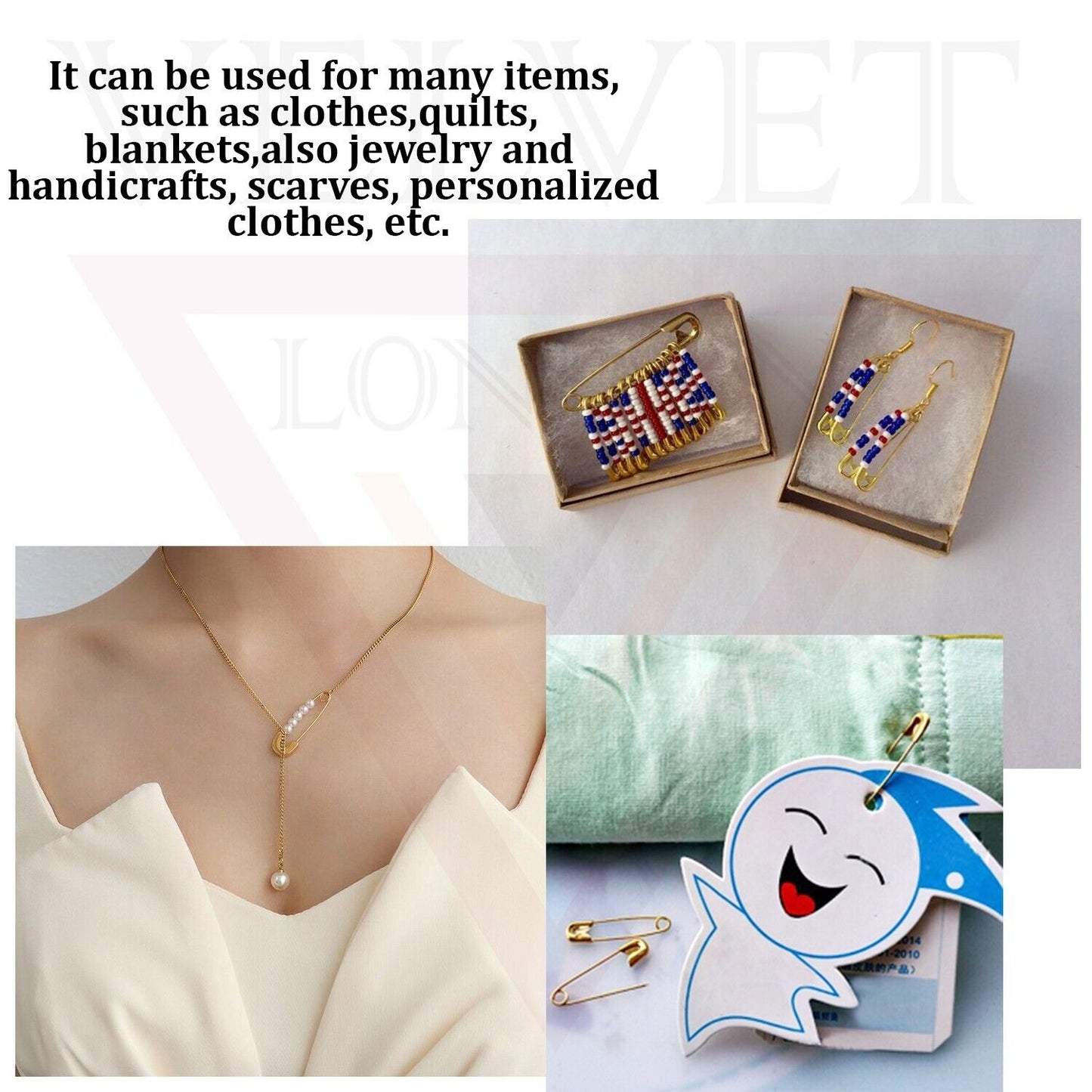 50Pcs Golden Safety Pins Metal Sewing Pins For Art Craft Sewing Jewellery Making