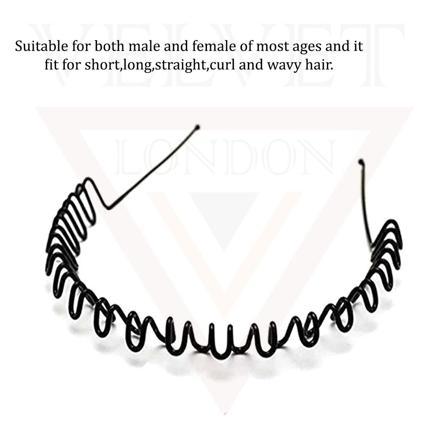 2x Wave Hair Band Black Metal Sports Zigzag Hair Hoop Unisex Headband Men Women