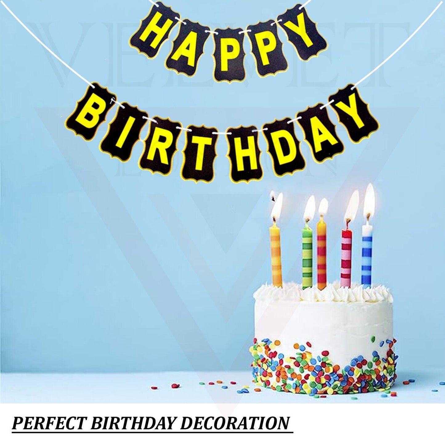 Happy Birthday Banner Black and Gold Birthday Banner Ribbons For Parties