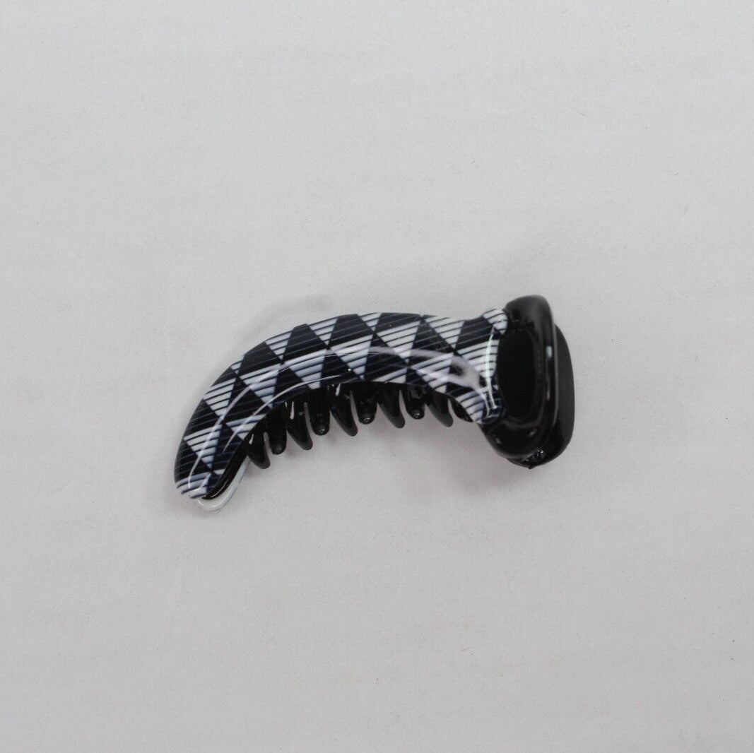 3x Black Hair Clips White Print Mirchi Clips Non-slip Barrate Girls Banana Clips