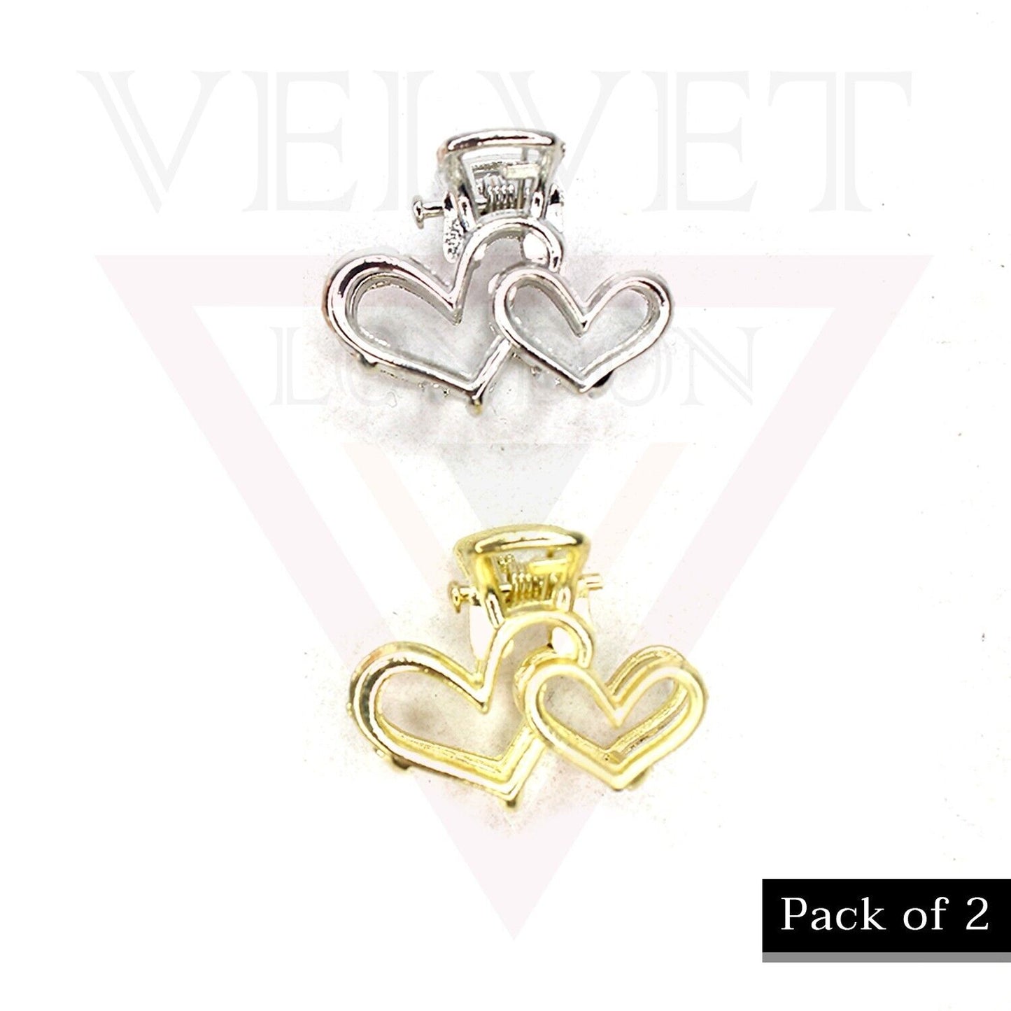 2x Metal Hair Claw Clips Mini Heart Hair Clamp Jaw Clips Non-slip Hair Barrette