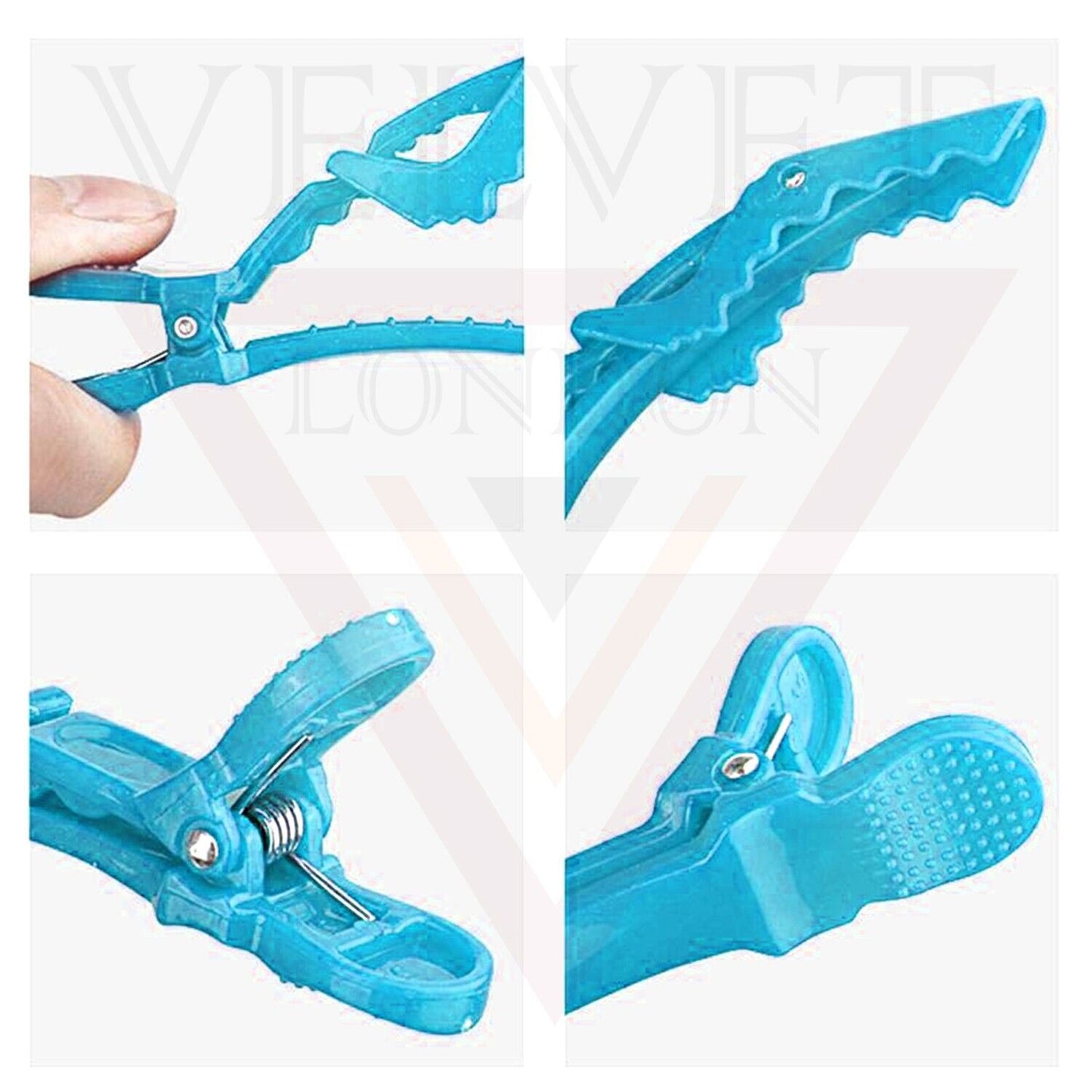 12x Crocodile Hair Clip Clamp Sky Blue Hairdressing Wide Teeth Salon Sectioning