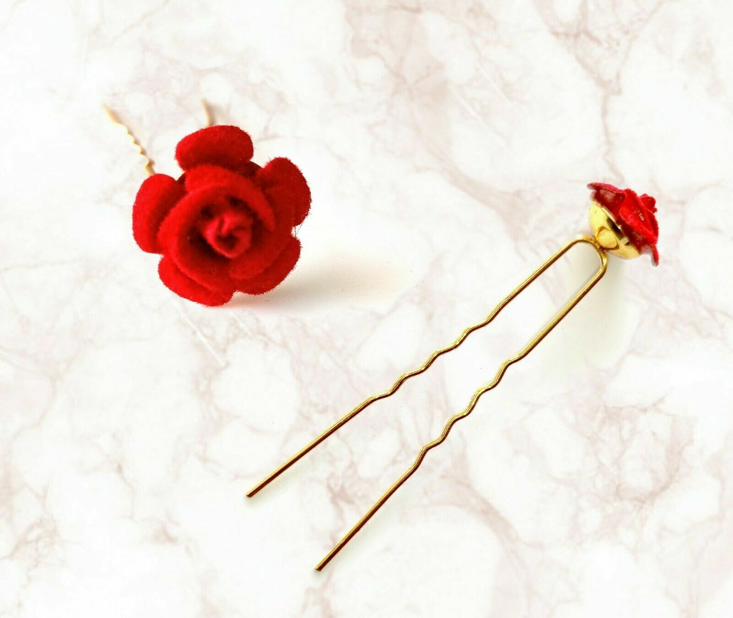 12x Bridal Hair Pins Rose U Pins Flower Hair Clips Brooch Wedding Bridesmaid