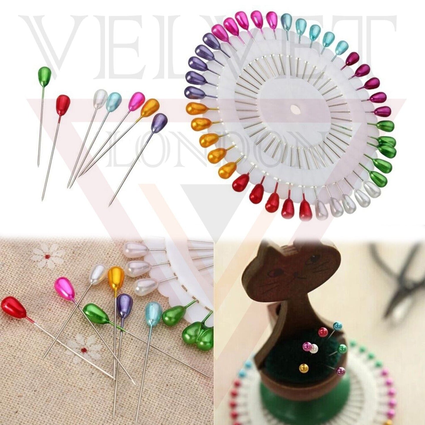 40x Drop Pearl Pin Hijab Pins Fine Glass Head Tailors Pins Quilting Sewing Craft