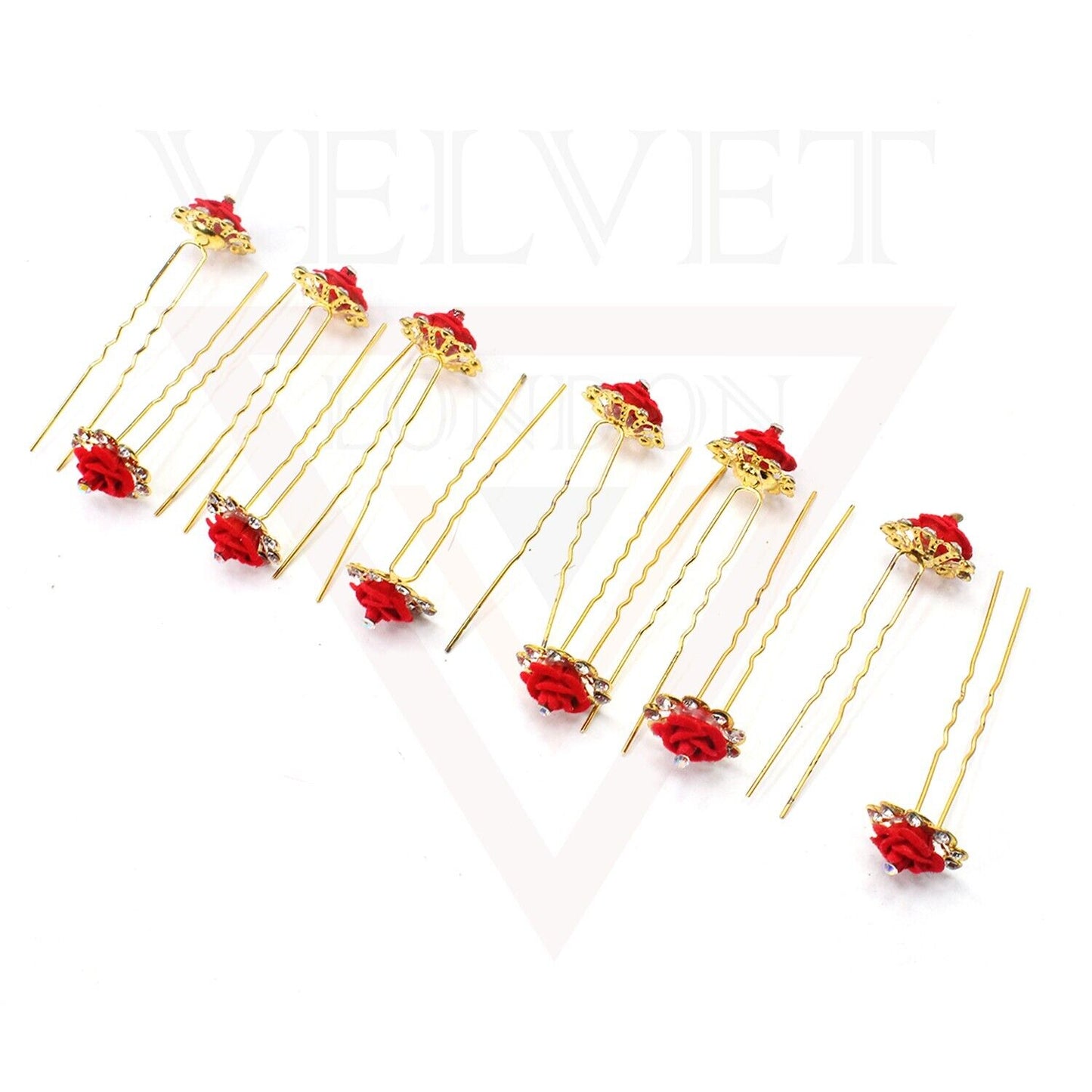 12x Hair Bridal Rhinestone & Rose Flower Hair Pins Hair Grips Hair Clips U Pins
