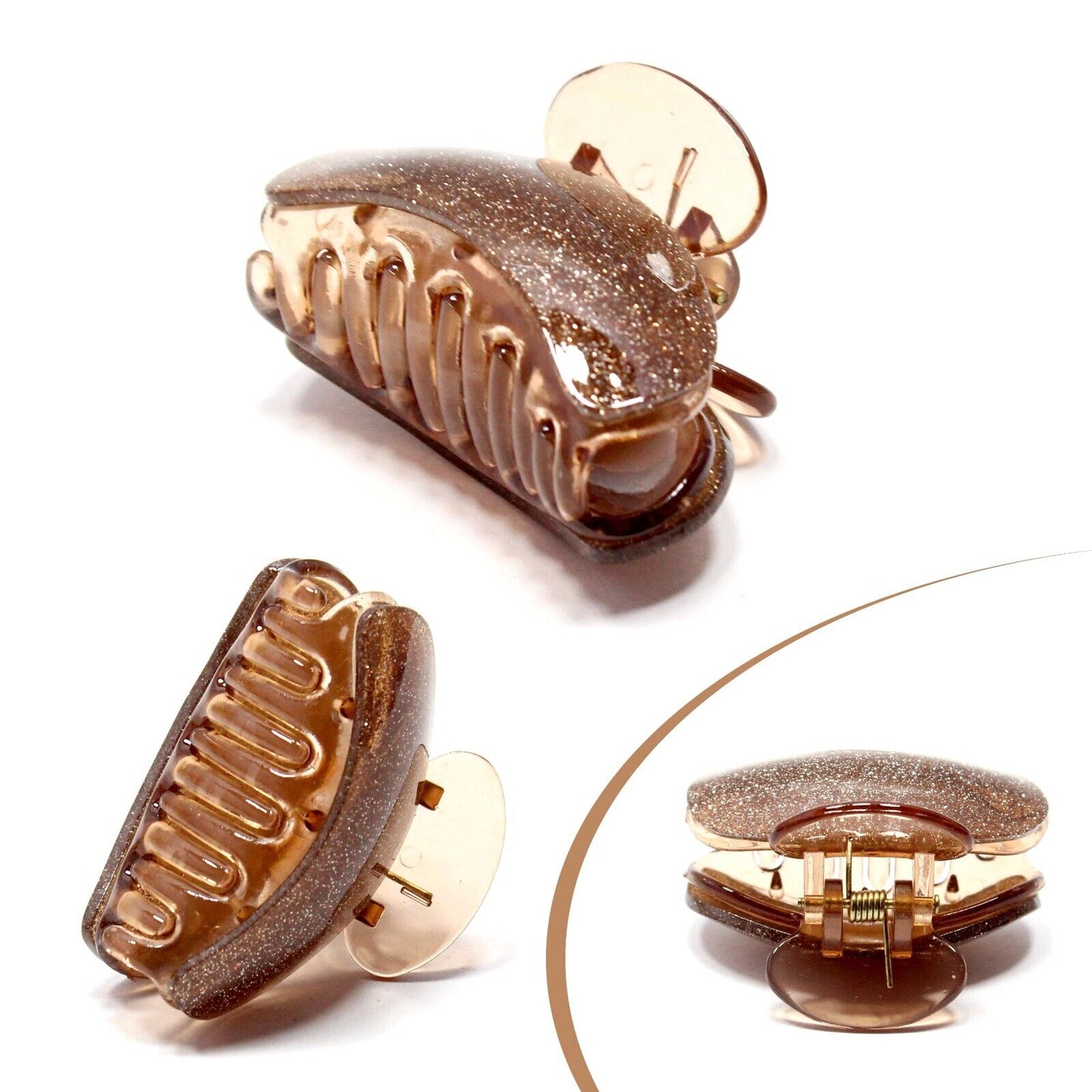 3x Hair Claw Clips Hair Clamp Assorted Colour Glitter Non Slip Hair Grip Jaw