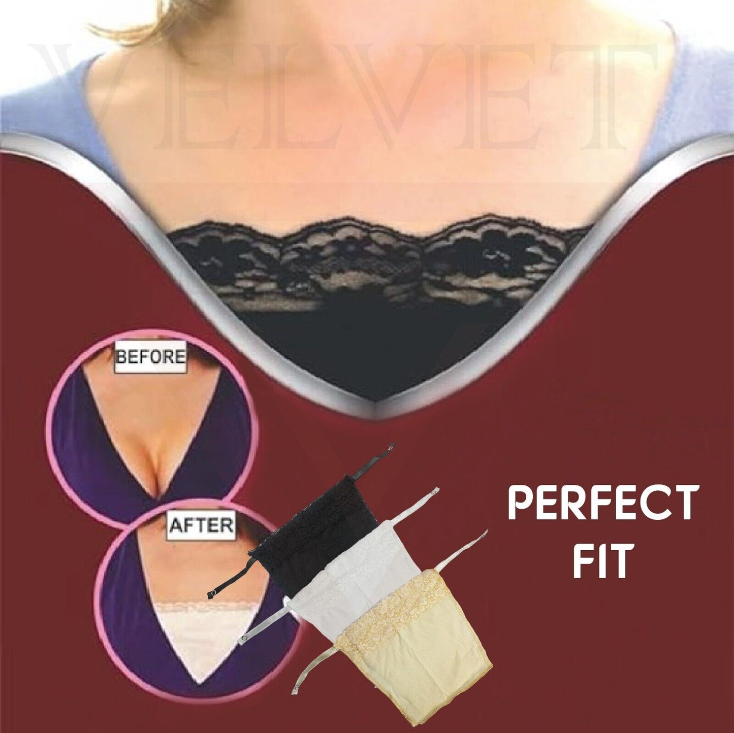 9 Pcs Lace Clip-on Mock Camisole Bra Insert Modesty Panel Cleavage Cover Up UK