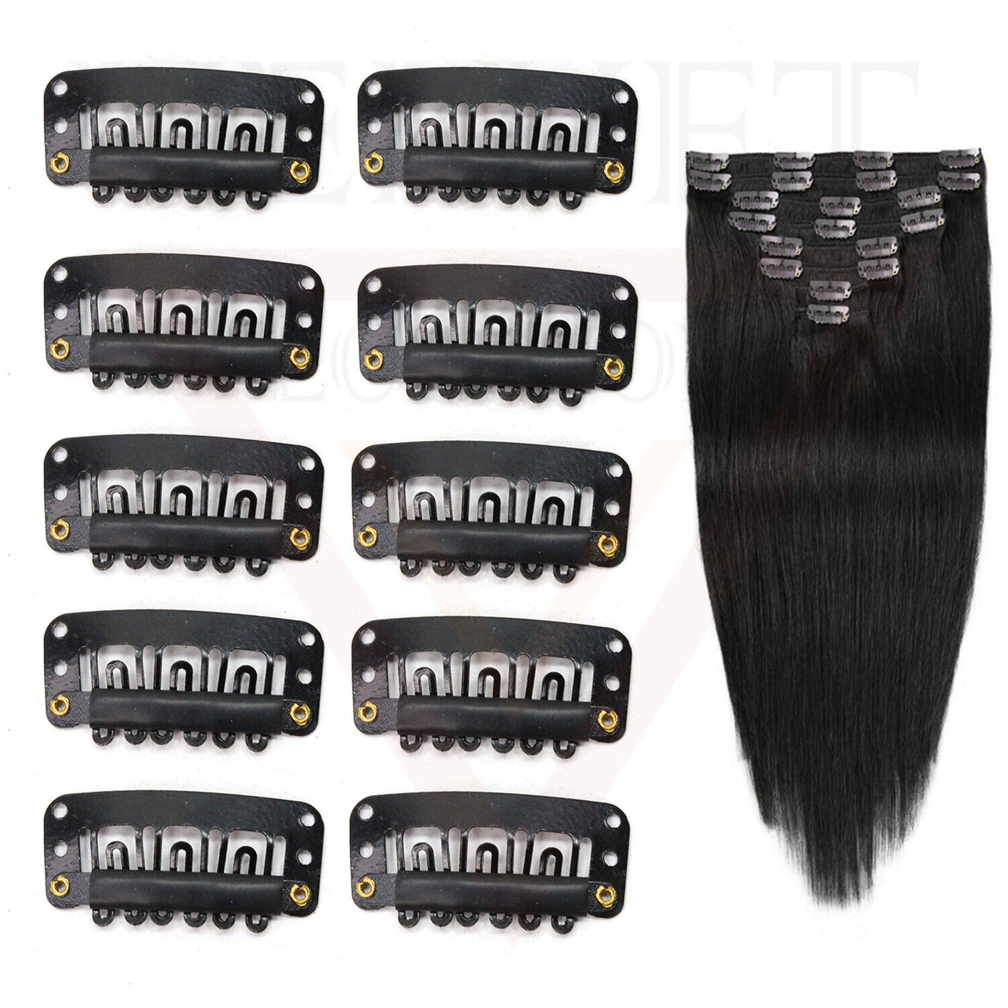 20x Black Extensions Wigs Clips 6 Teeth Clips Snap Clips Pins Hair Accessories