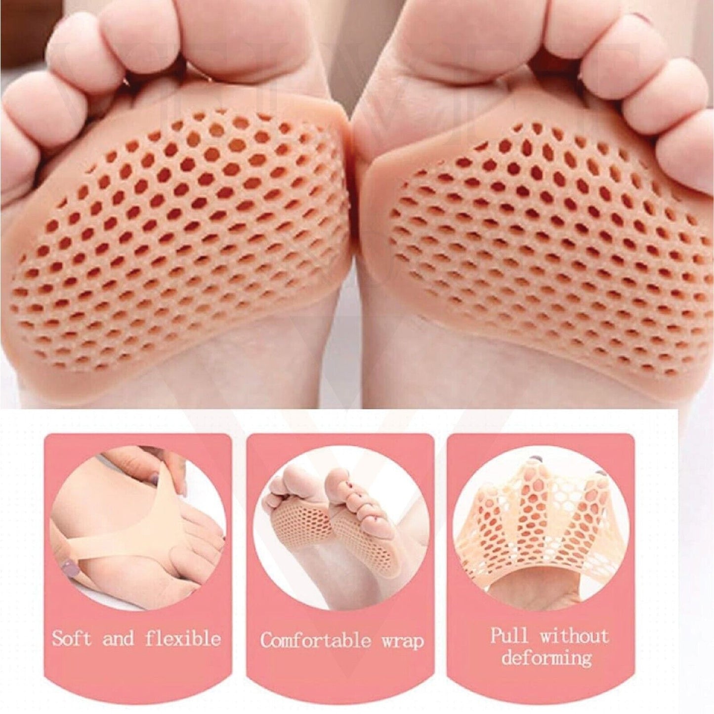 2X GEL METATARSAL SORE BALL OF FOOT PAIN INSOLE CUSHION FOREFOOT PAD PAIN RELIEF