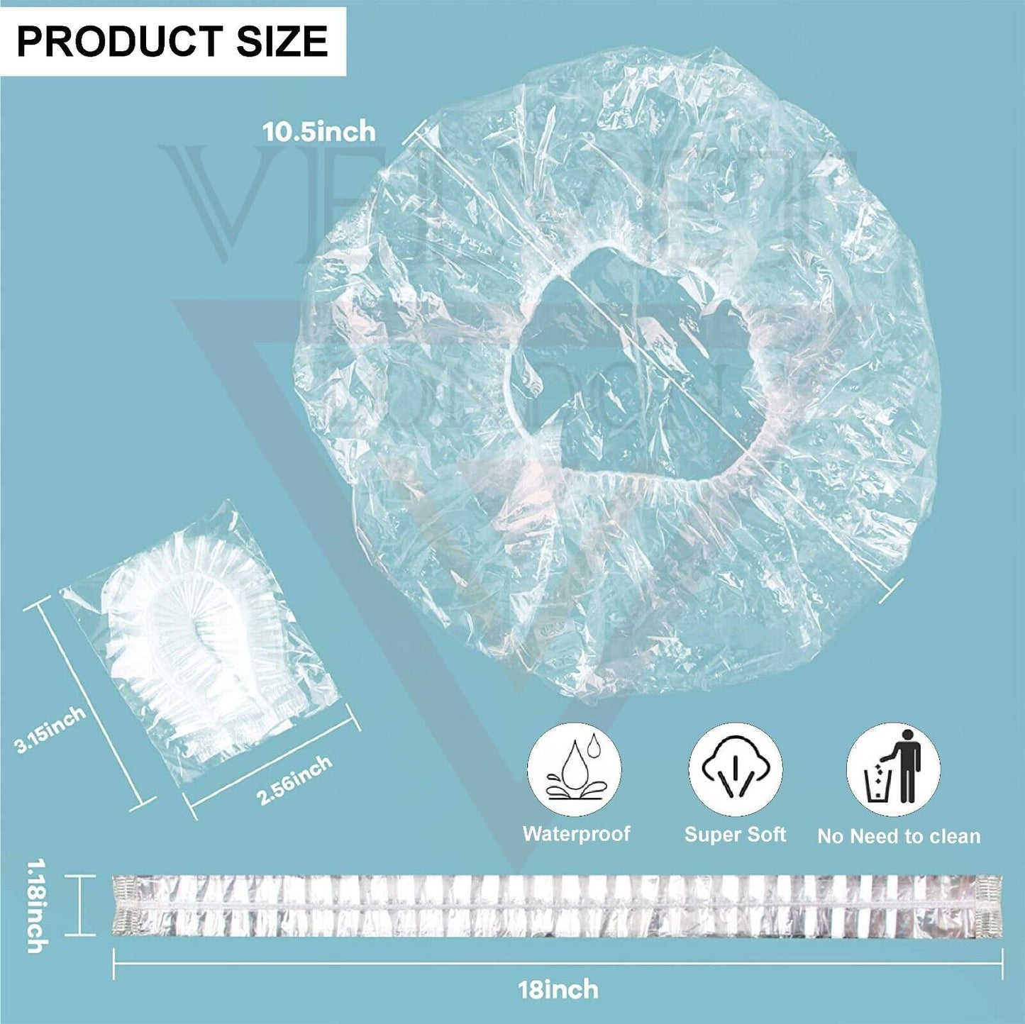 100Pcs Disposable Shower Caps Plastic Elastic Bath Hair Caps Home Use Hair Salon